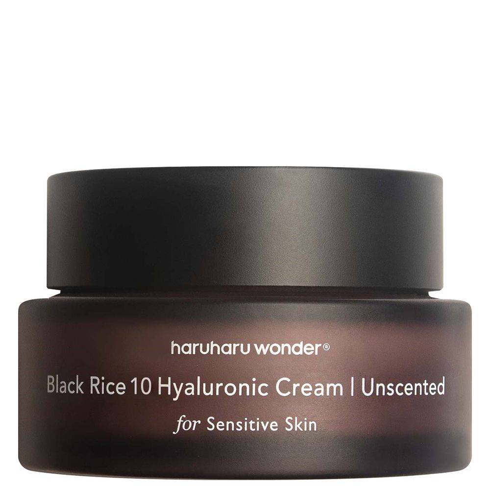 Haruharu Wonder Black Rice 10 Hyaluronic Cream Unscented für empfindliche Haut, dunkler Tiegel.