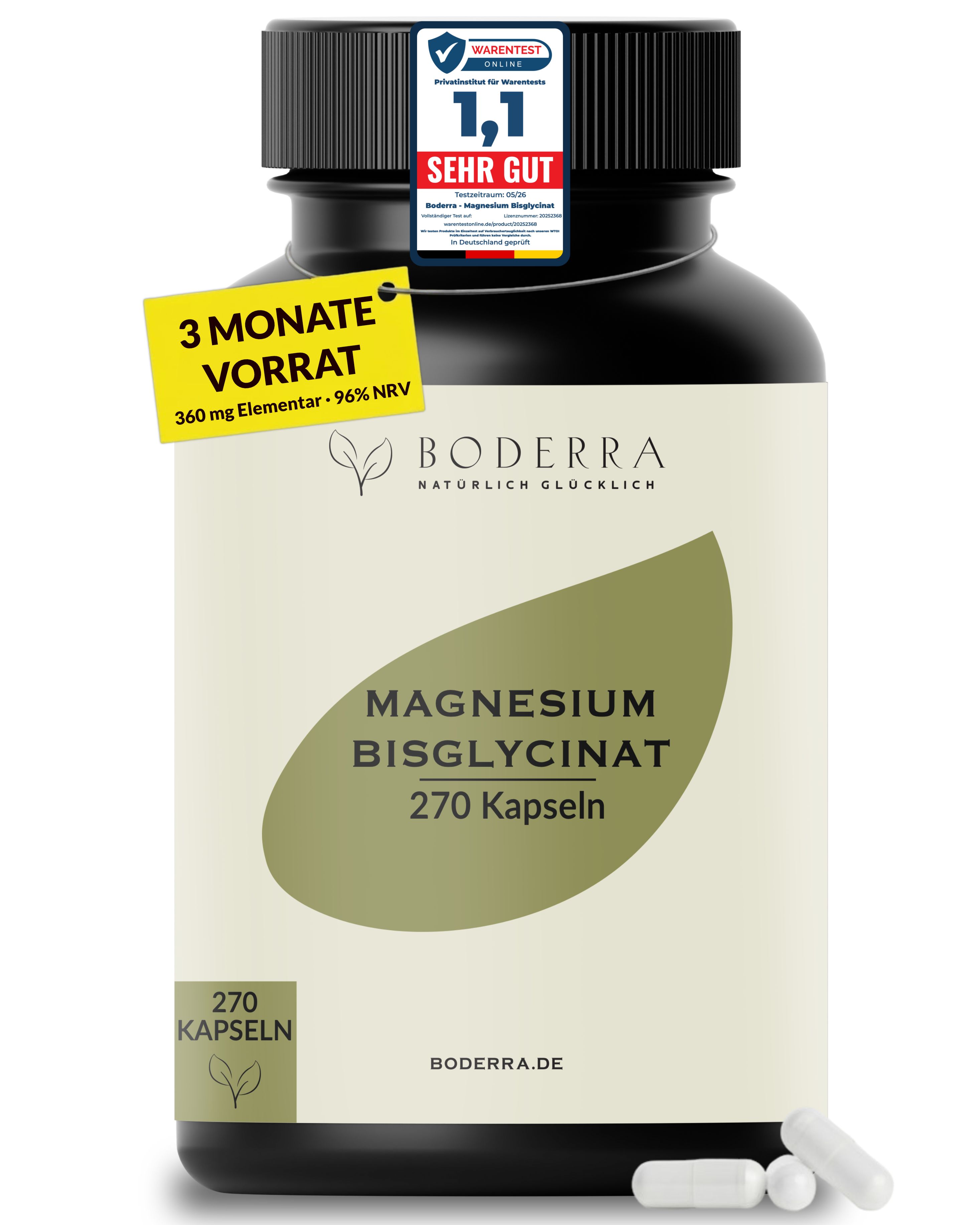 Informationen über Magnesium Bisglycinat Chelat: Magenfreundlich, Bioverfügbarkeit, Rein.