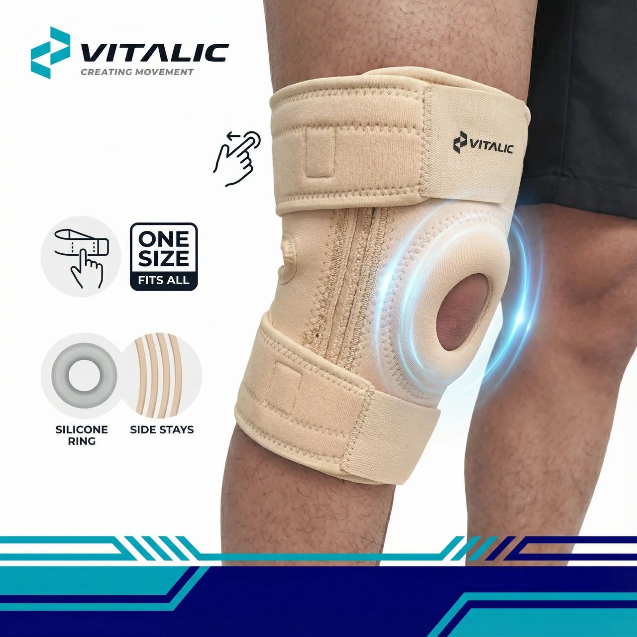 VITALIC 2x Patellabandage – Kniebandage – Kniegurt – Knieunterstützung