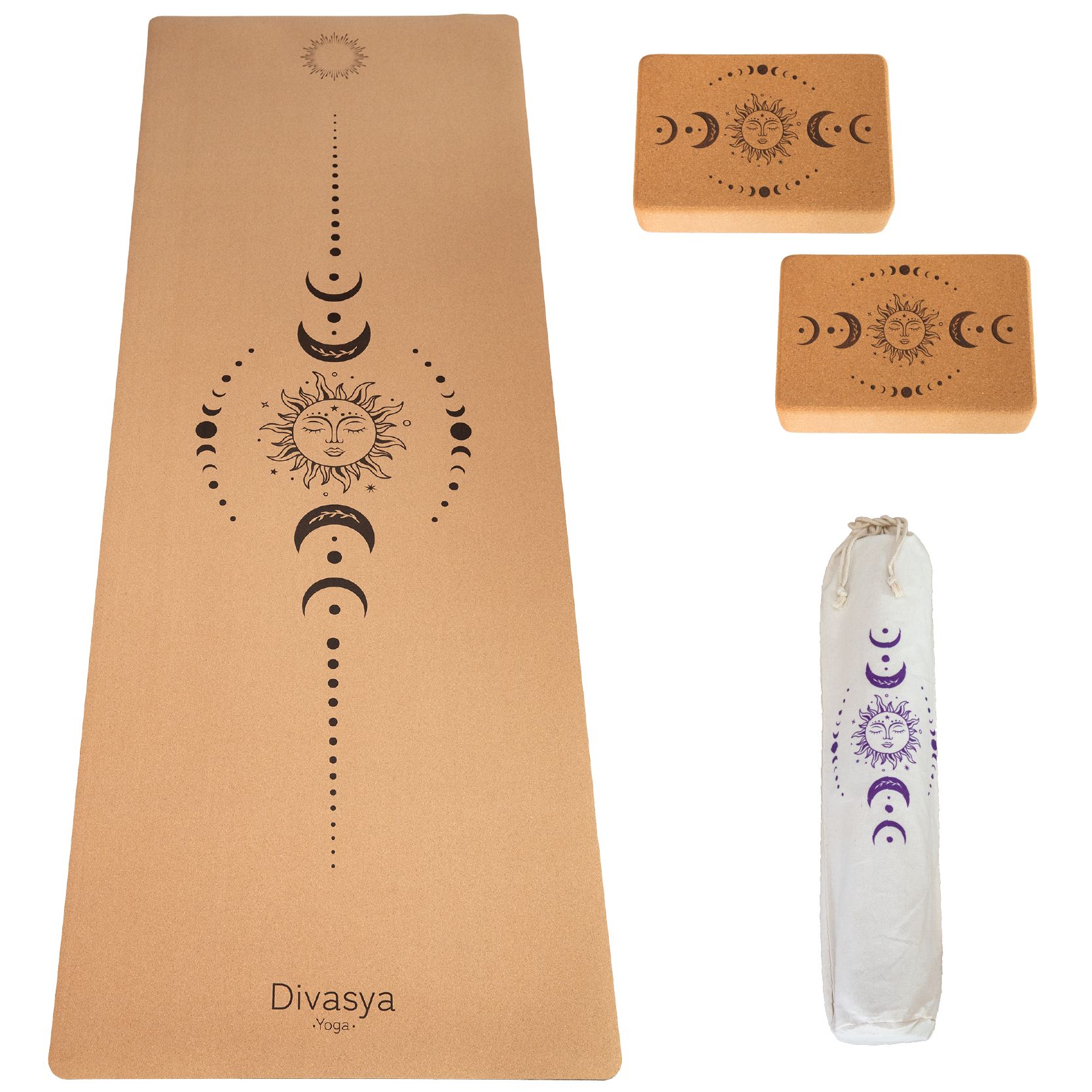 DIVASYA Kork Yogamatte Starter Set