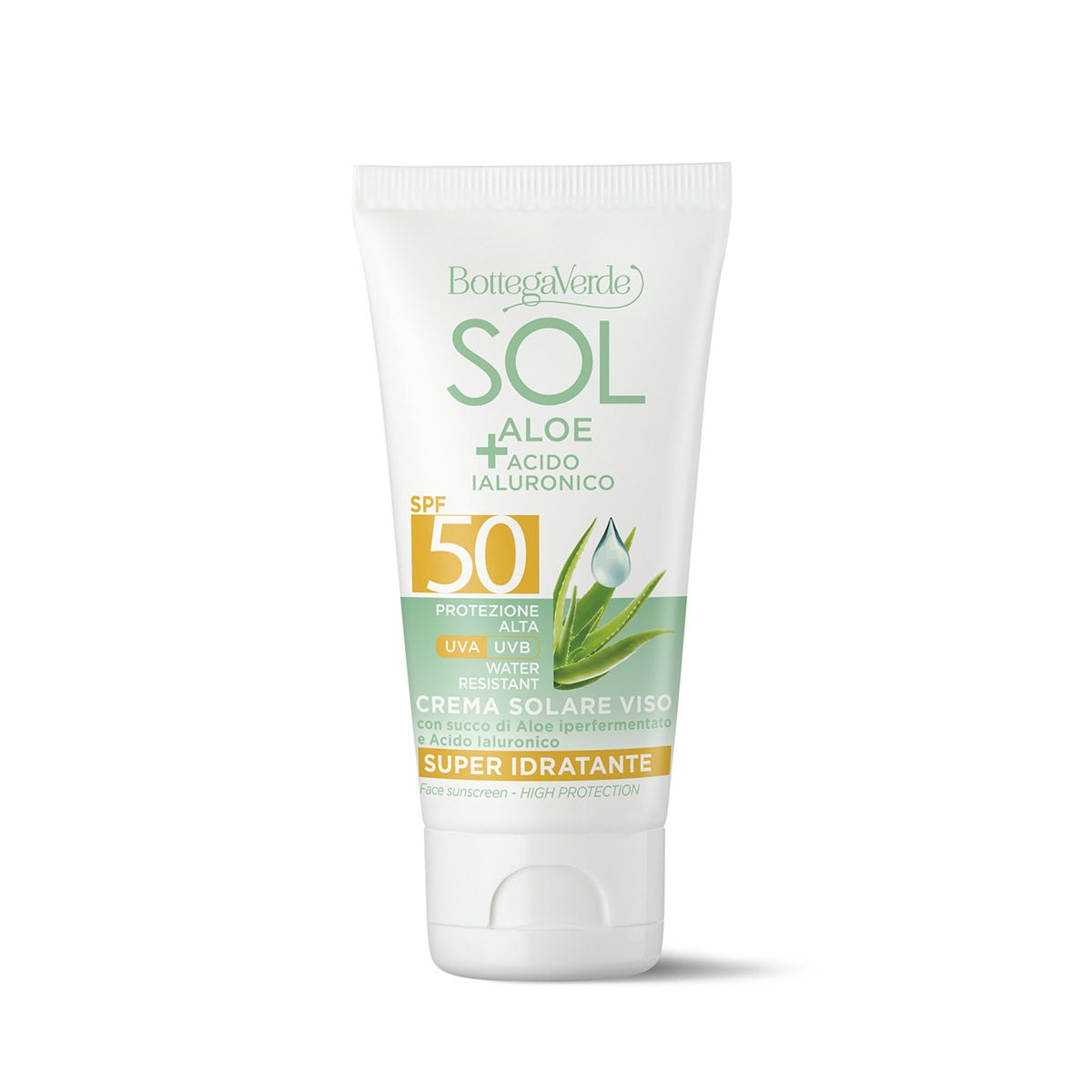 Bottega Verde SOL Aloe Acido Ialuronico - Crema solare viso - protezione alta SPF50