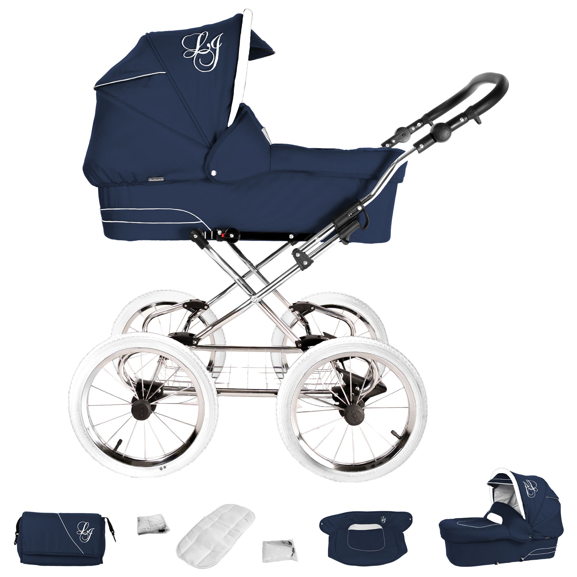 Bebebi Loving 3 in 1 Kinderwagen Set Nostalgie Kinderwagen, Blue Tender