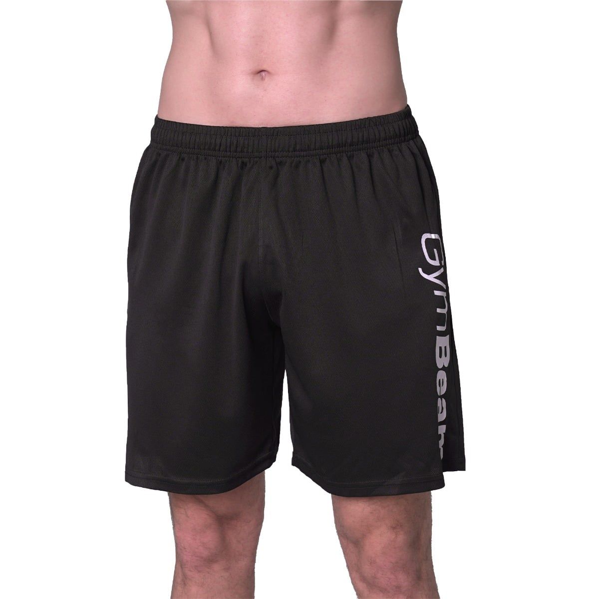 GymBeam Shorts Herren regular mit Gummizug und Reißverschlusstaschen in Schwarz