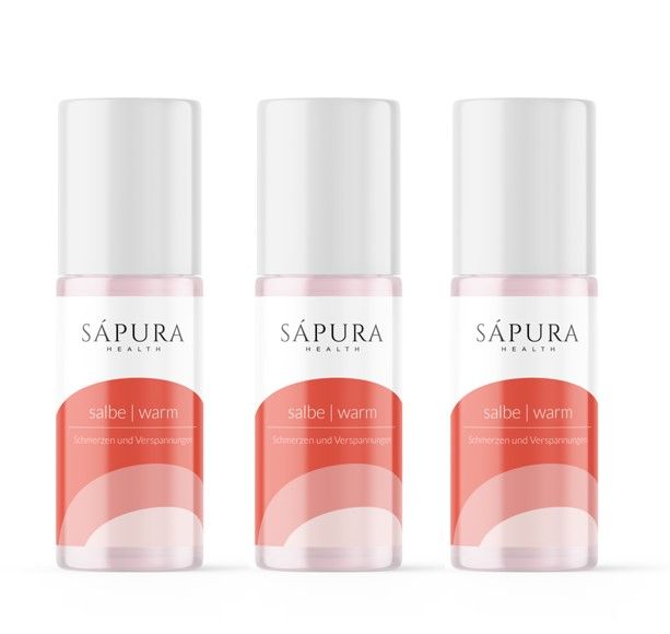 Wärmesalbe Roll-On - Wärmebalsam Muskelverspannung Nacken Schulter | 3er Set | SAPURA®