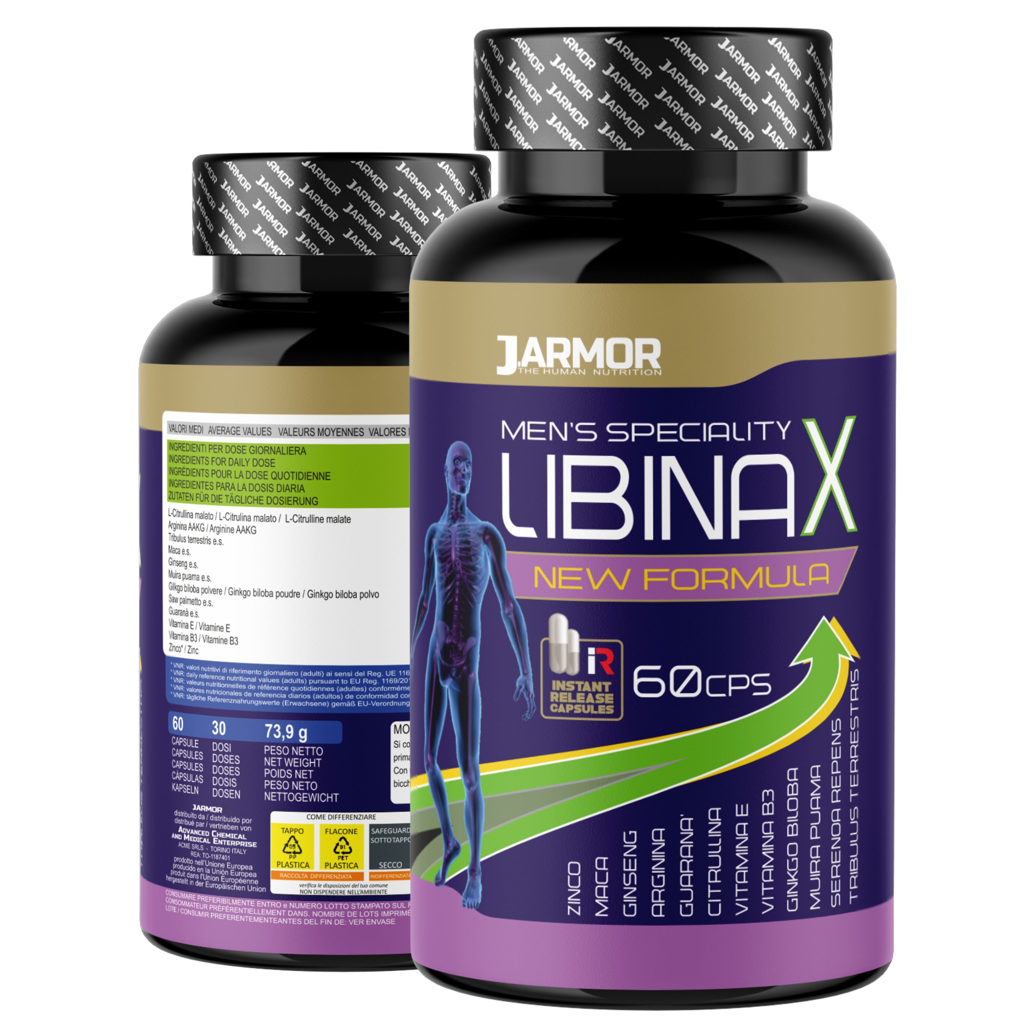 Integratore Libido Uomo Vitalità Energia – Tribulus Maca Citrullina Ginseng Libinax 60 Caps