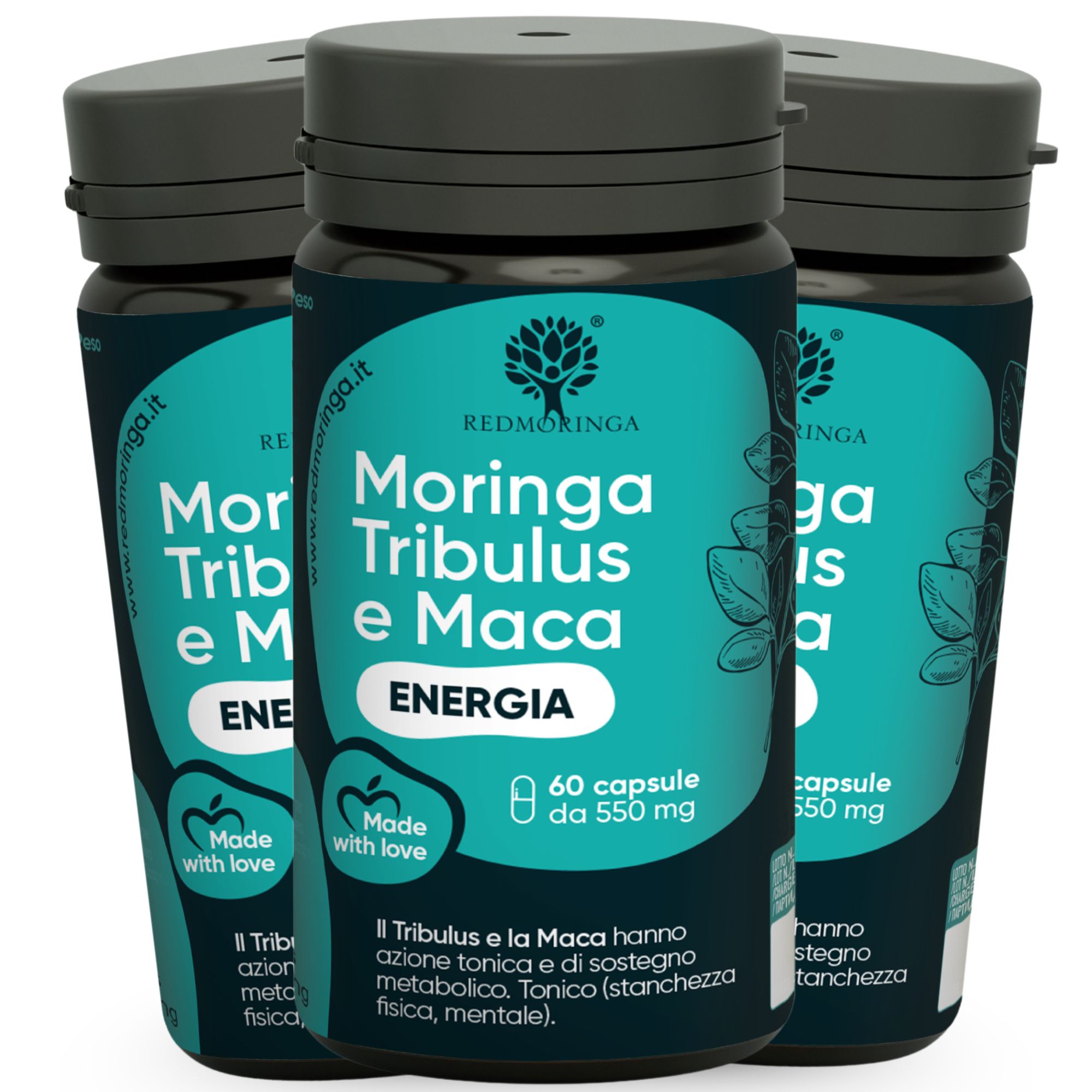 RedMoringa Tribulus 90% Saponinen, Maca & BIO Moringa 180 Kapseln 3 St Oblatenkapseln