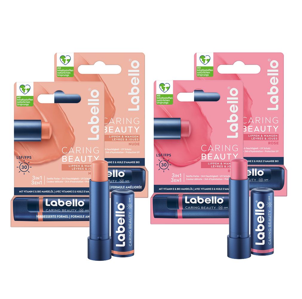 Labello Caring Beauty Rose & Nude Lippenpflege Set 19,2 g Lippenstift
