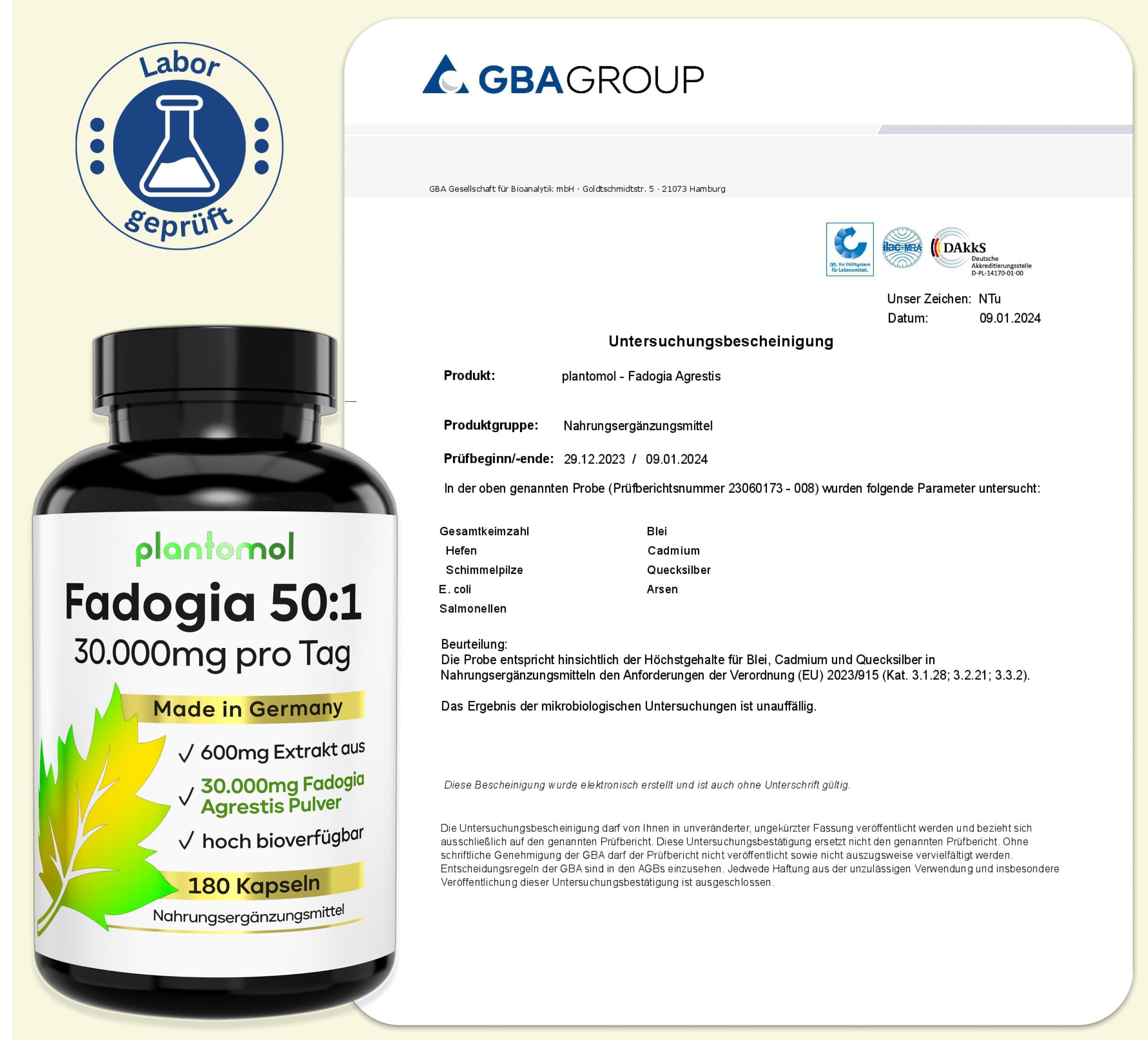 plantomol® Fadogia Agrestis Extrakt Kapseln 50:1 - mit Koffein, Vitamin C aus Hagebutte & Zink