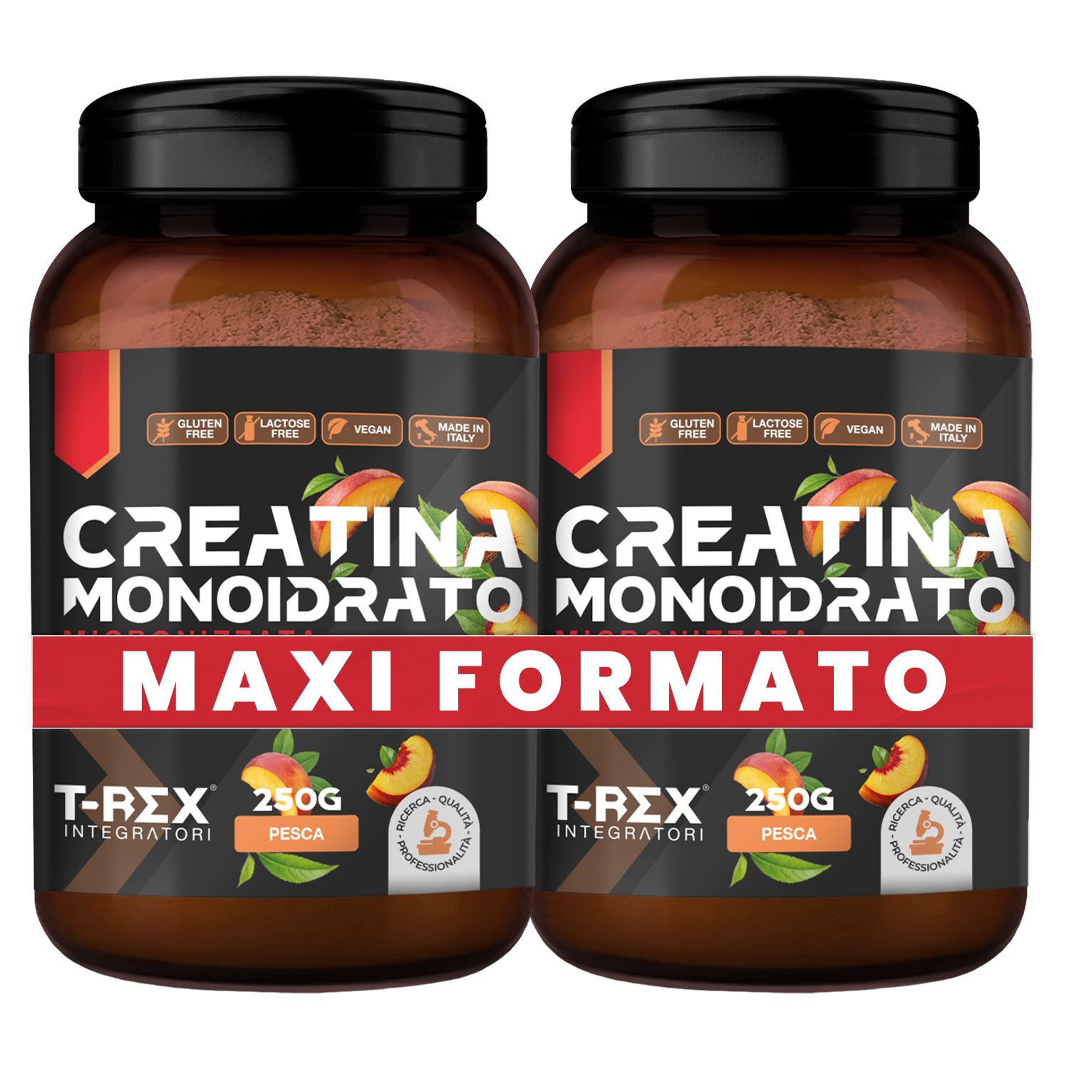 T-Rex Integratori Creatina Monoidrato Micronizzata Polvere Pesca Supporto Per Massa e Forza