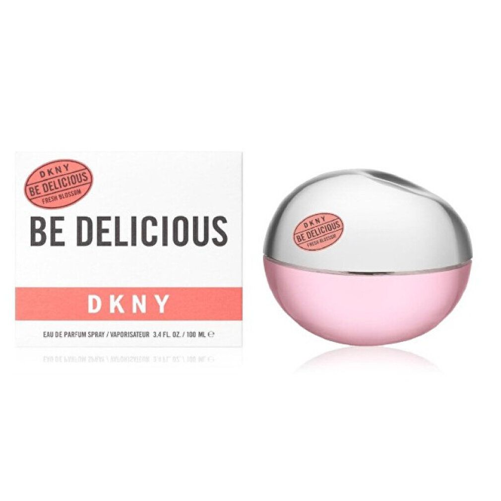 DKNY Be Delicious Eau de Parfum Flakon und Verpackung mit Größenangabe.