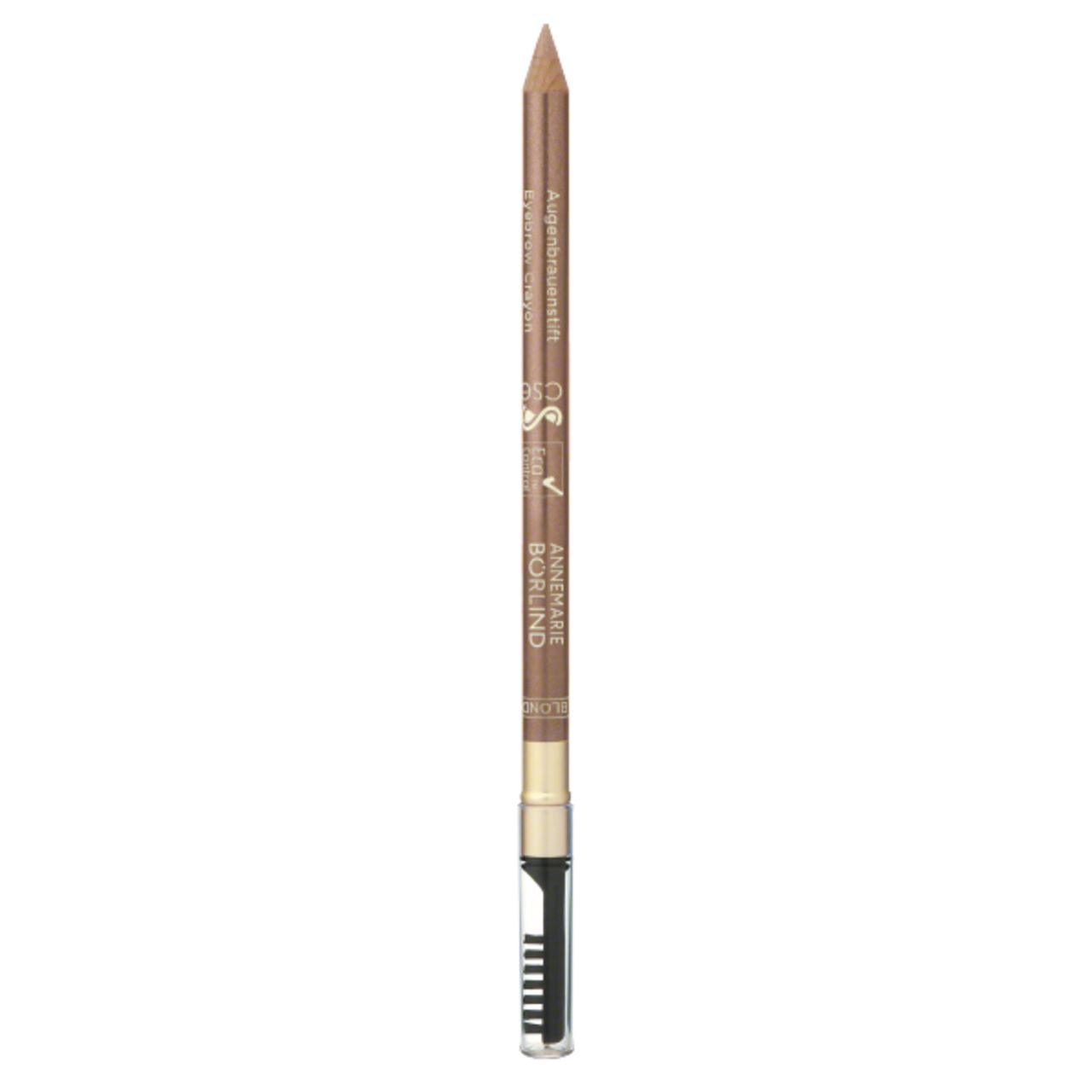 Augenbrauenstift von Annemarie Börlind. Hellbrauner Stift mit Bürste. Aufschrift: Augenbrauenstift, Farbe.