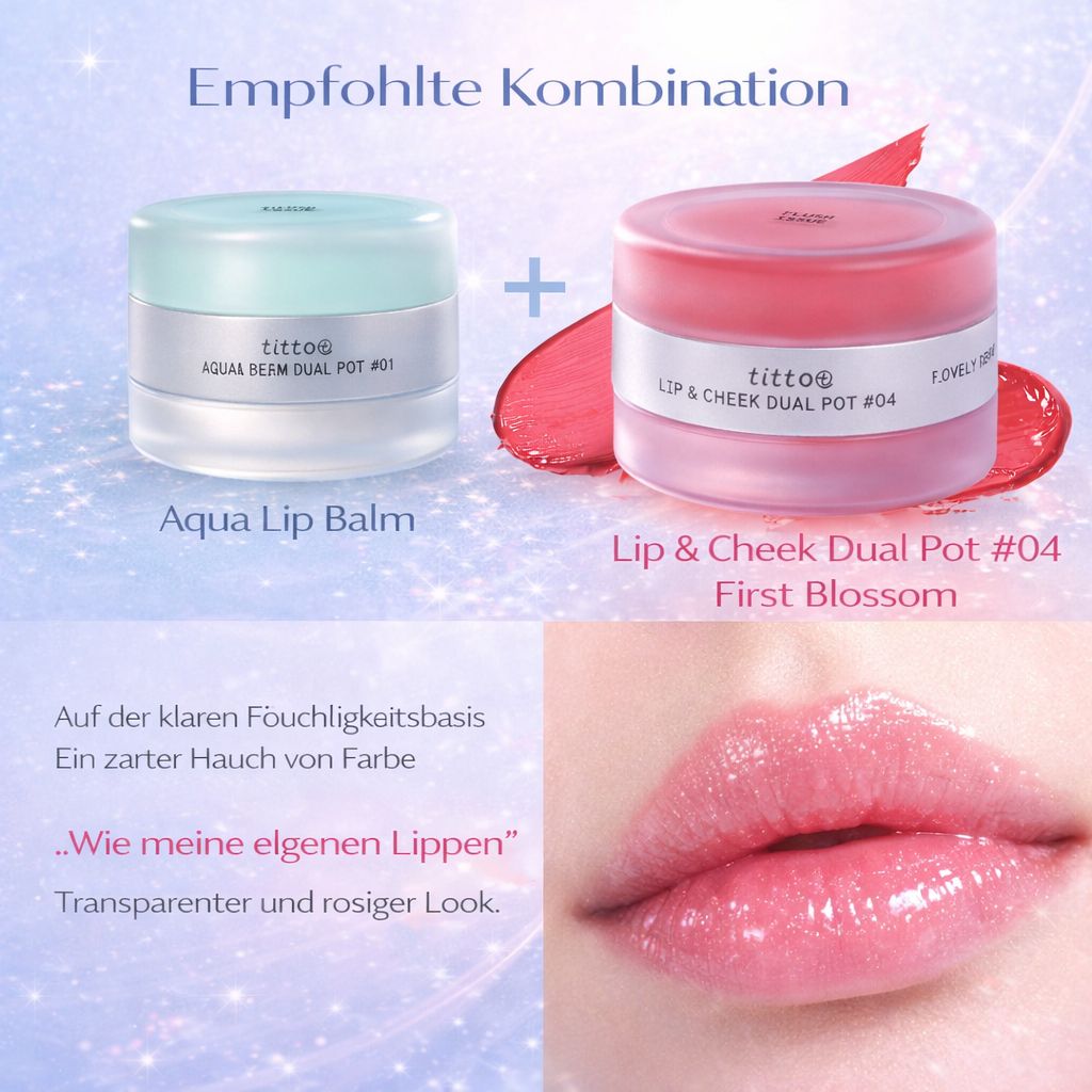 TITTO Aqua Beam Dual Pot #01 Aqua Lip Balm/Shine Beam Plumper