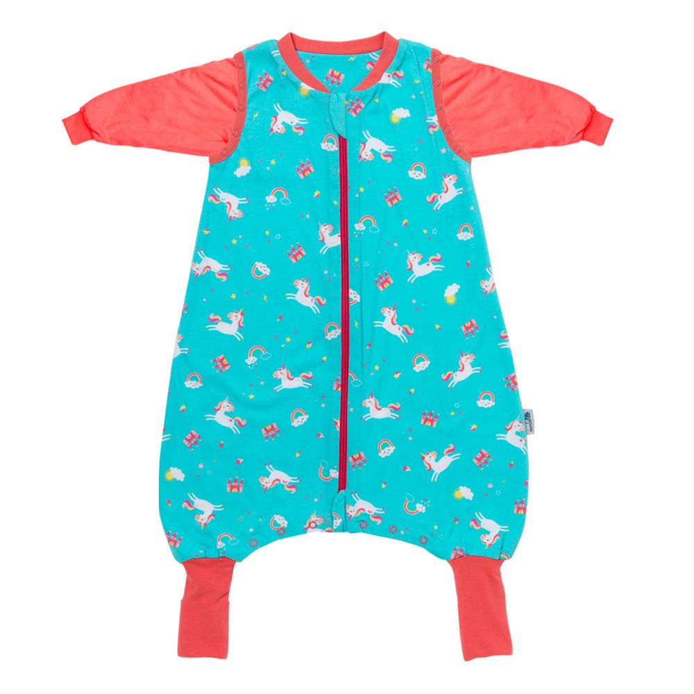 schlummersack Baby Schlafsack mit Füßen ganzjährig in Oeko-Tex Qualität 2.5 Tog 80 cm Einhorn