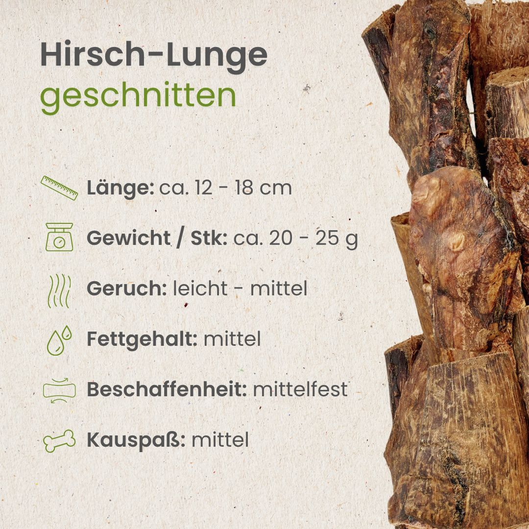 Getrocknete Hirschlunge, in Stücke geschnitten.
