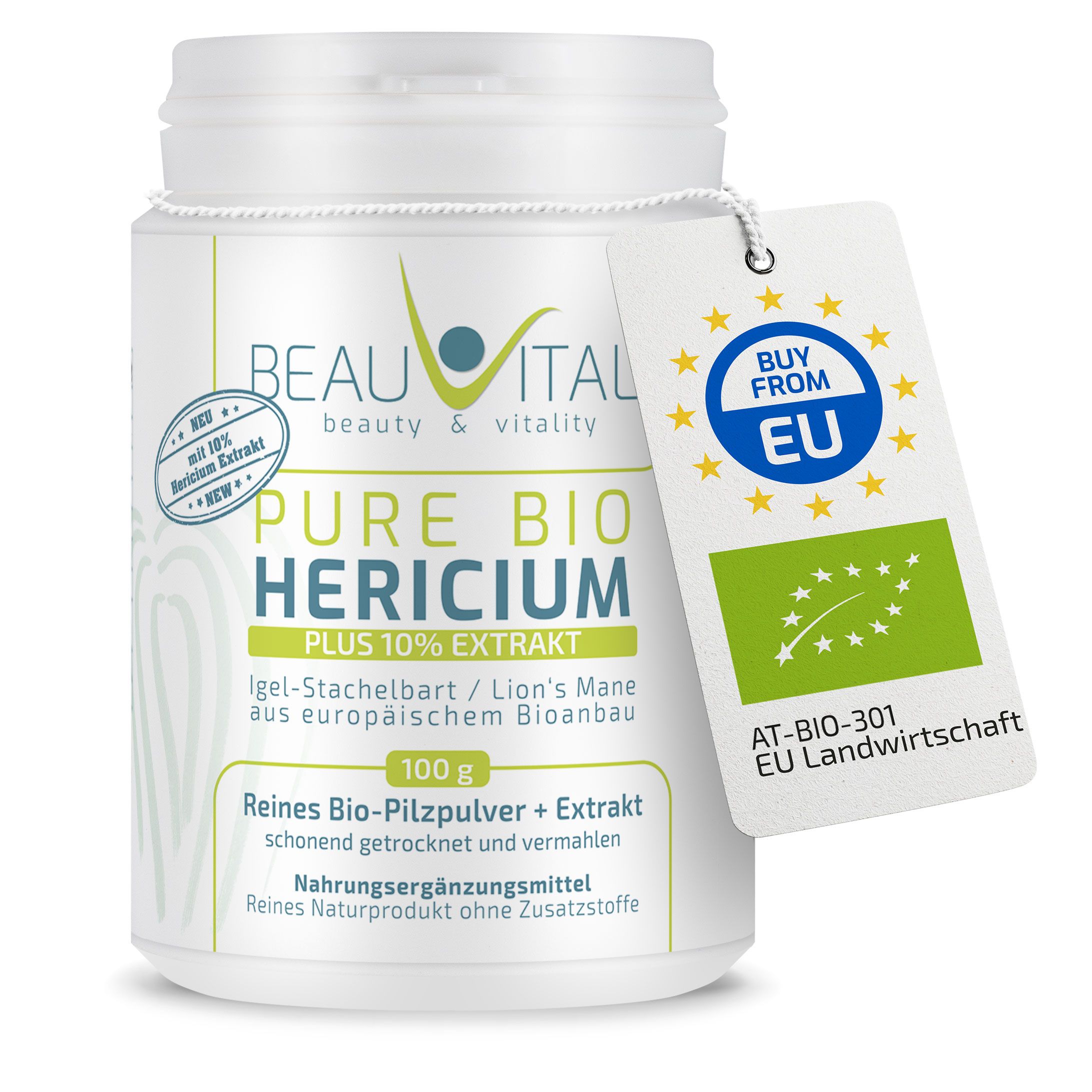 BEAUVITAL® Pure Bio Hericium Pulver mit 10% Lions Mane Extrakt