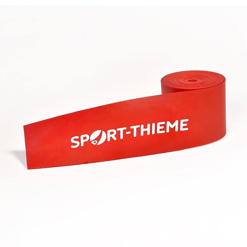 Rotes Flossband, gerollt. Weißer Schriftzug SPORT-THIEME.