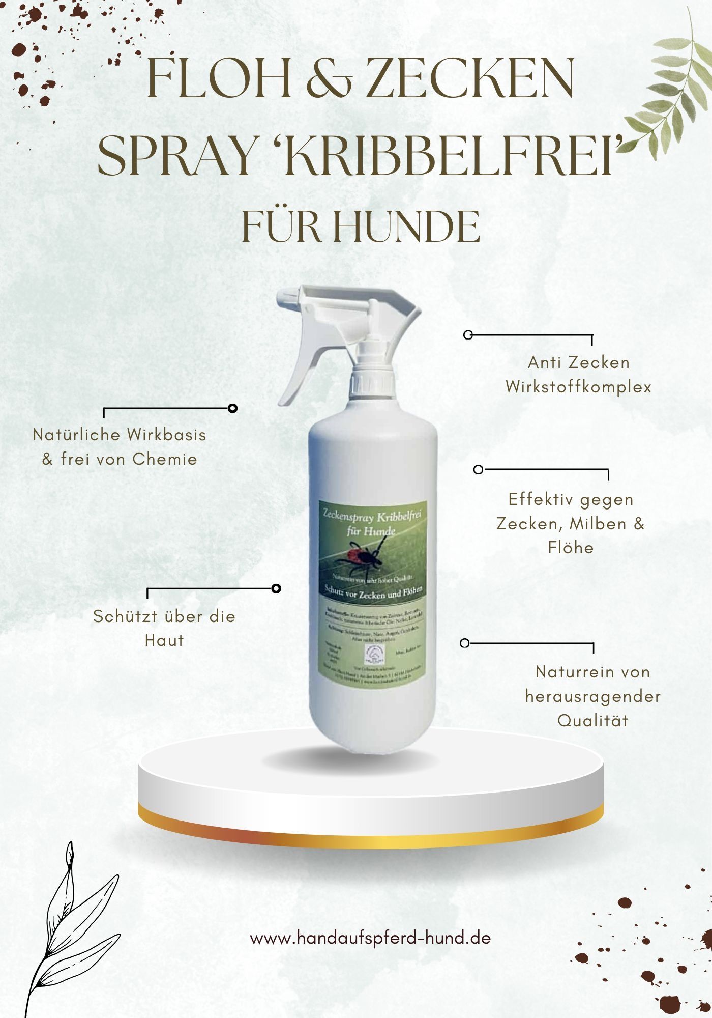 Hand aufs Pferd/Hund Floh & Zecken Spray Kribbelfrei ohne Chemie