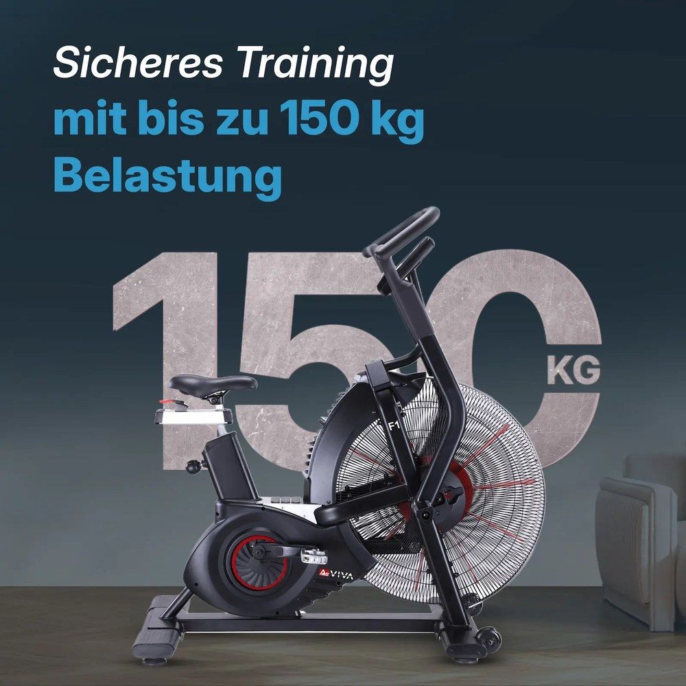 AsVIVA Air Bike F1 Heimtrainer mit maximaler Belastung von 150 kg.