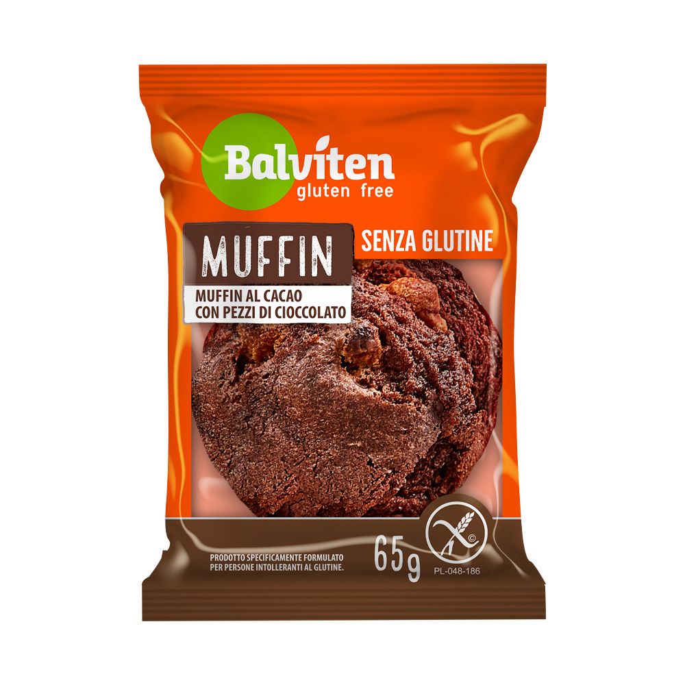Muffin al Cacao con Gocce di Cioccolato 65g Senza Glutine - Balviten