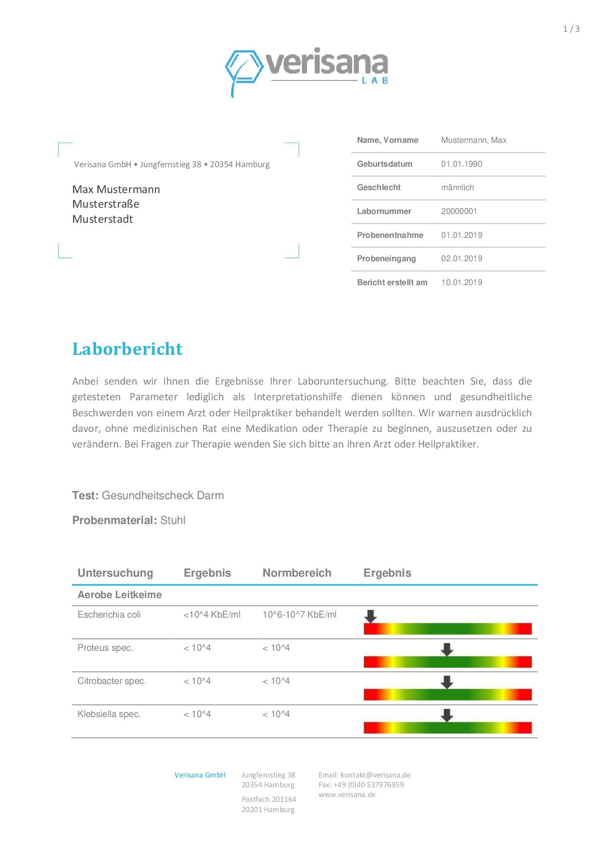 Verisana Gesundheitscheck Hormone & Darm