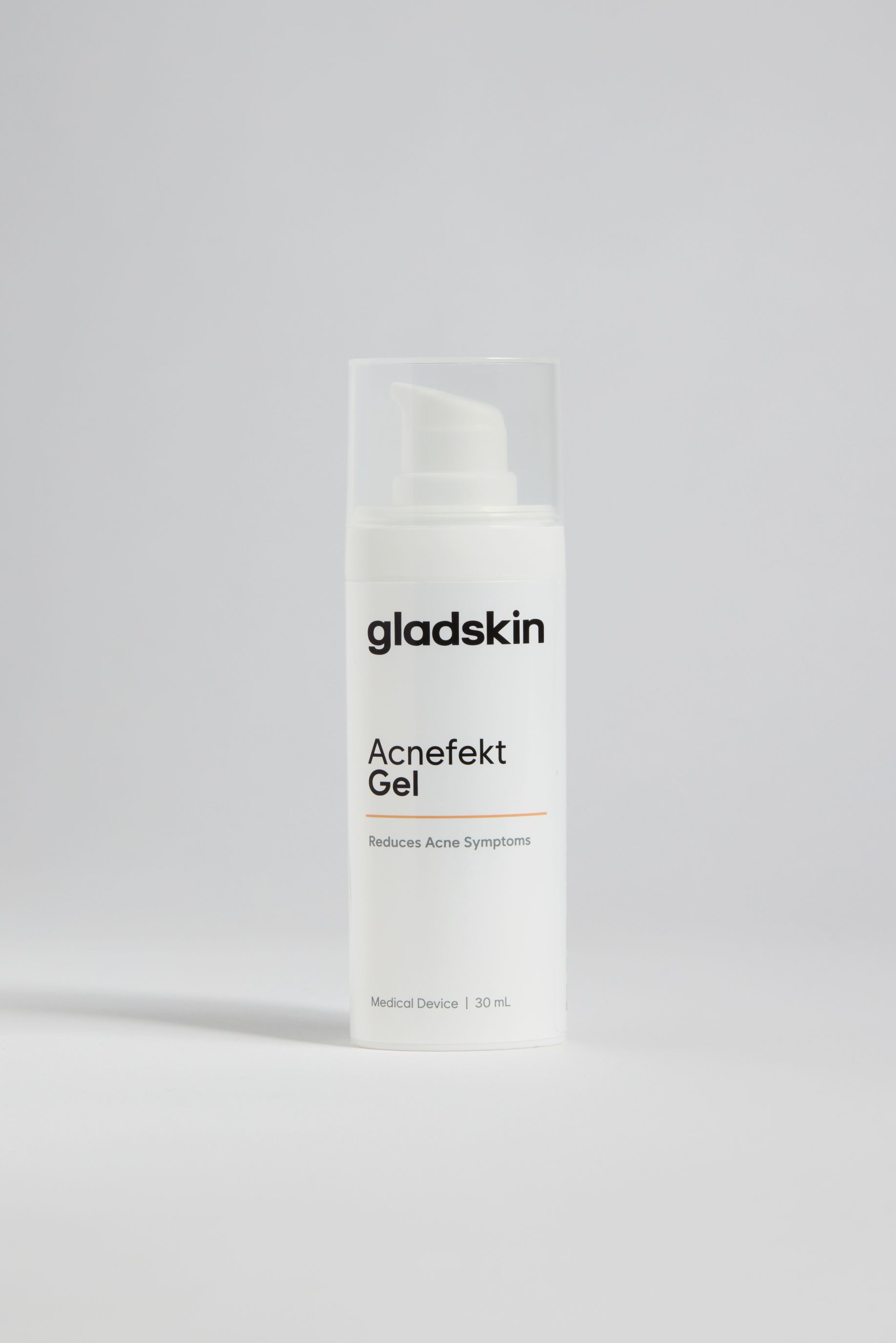 Gladskin Acnefekt Gel Flasche mit Pumpspender.
