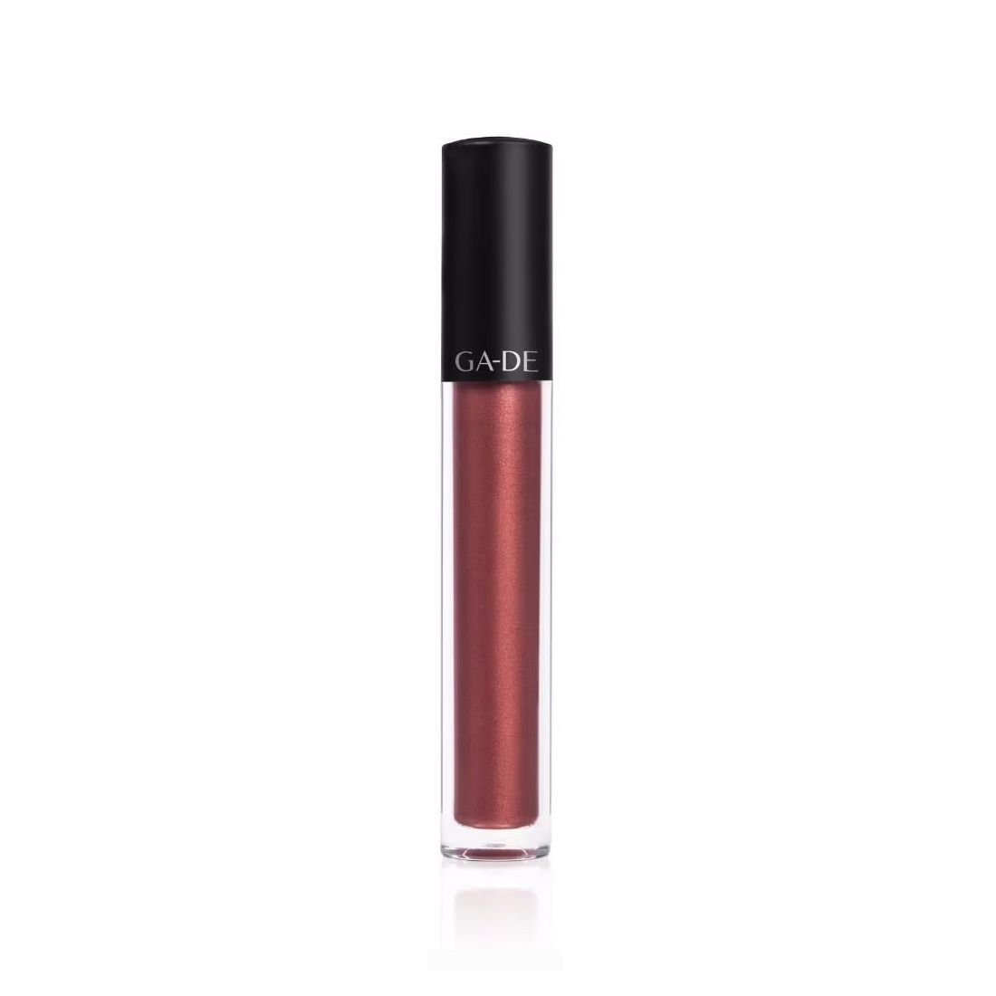 Ga-De Velveteen Matte Lipcolor. Röhre mit schwarzem Deckel. Aufschrift GA-DE. Rötlich-braune Farbe.