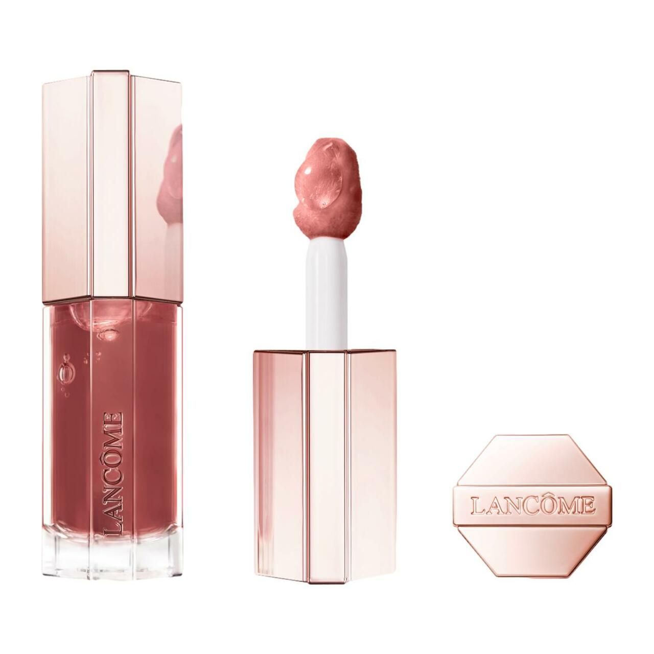 Lippenpflege mit Applikator. Rosa-goldene Verpackung. Marke: Lancôme.