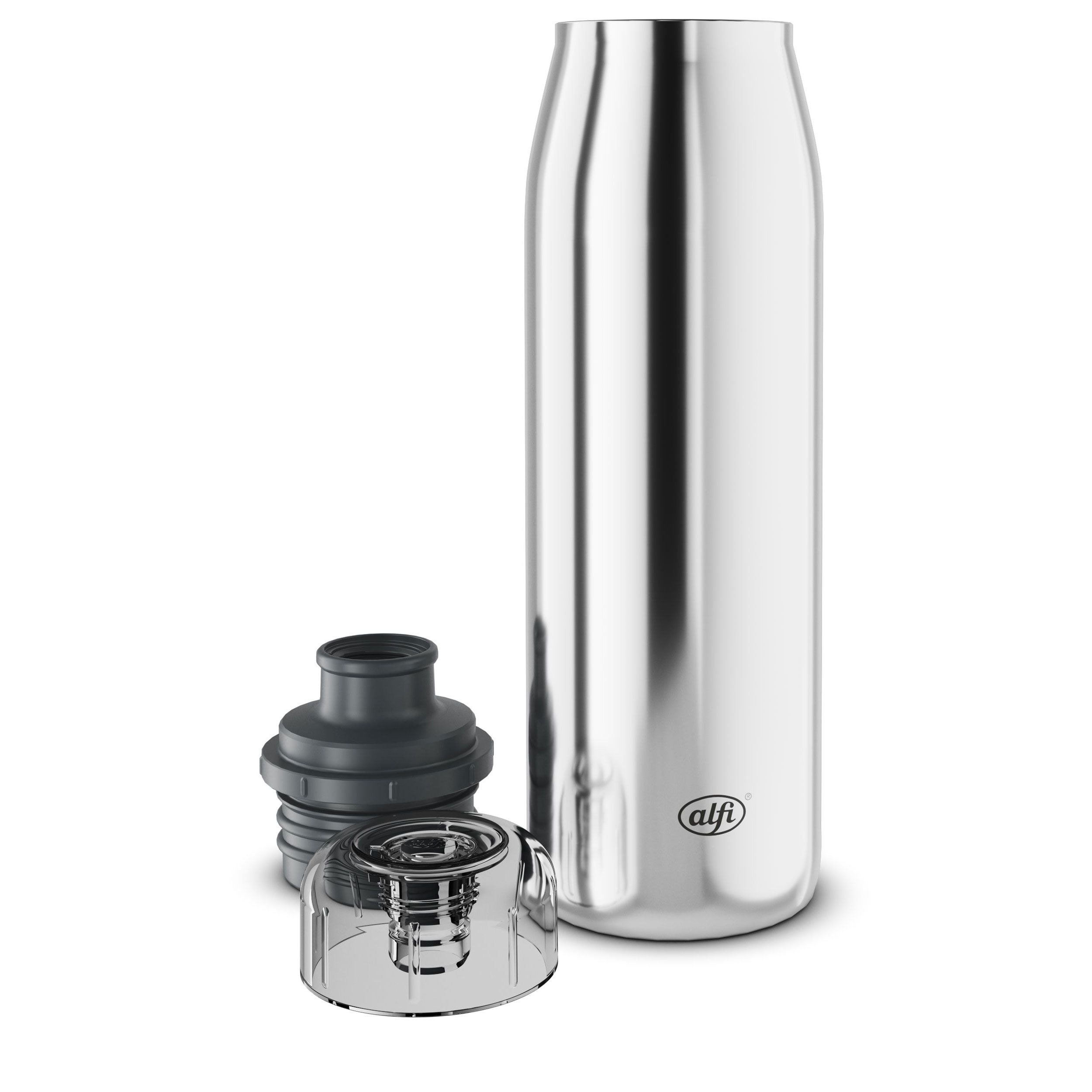 ALFI Iso Bottle 0,5l, Edelstahl, mit abgenommenem Verschluss und Schutzkappe.