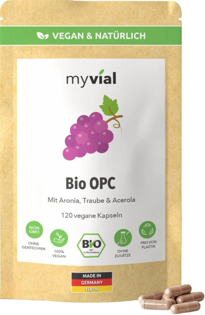 myvial® Bio OPC Kapseln - Traubenkern-, Aronia- & Acerolapulver - 800 mg hochdosiert