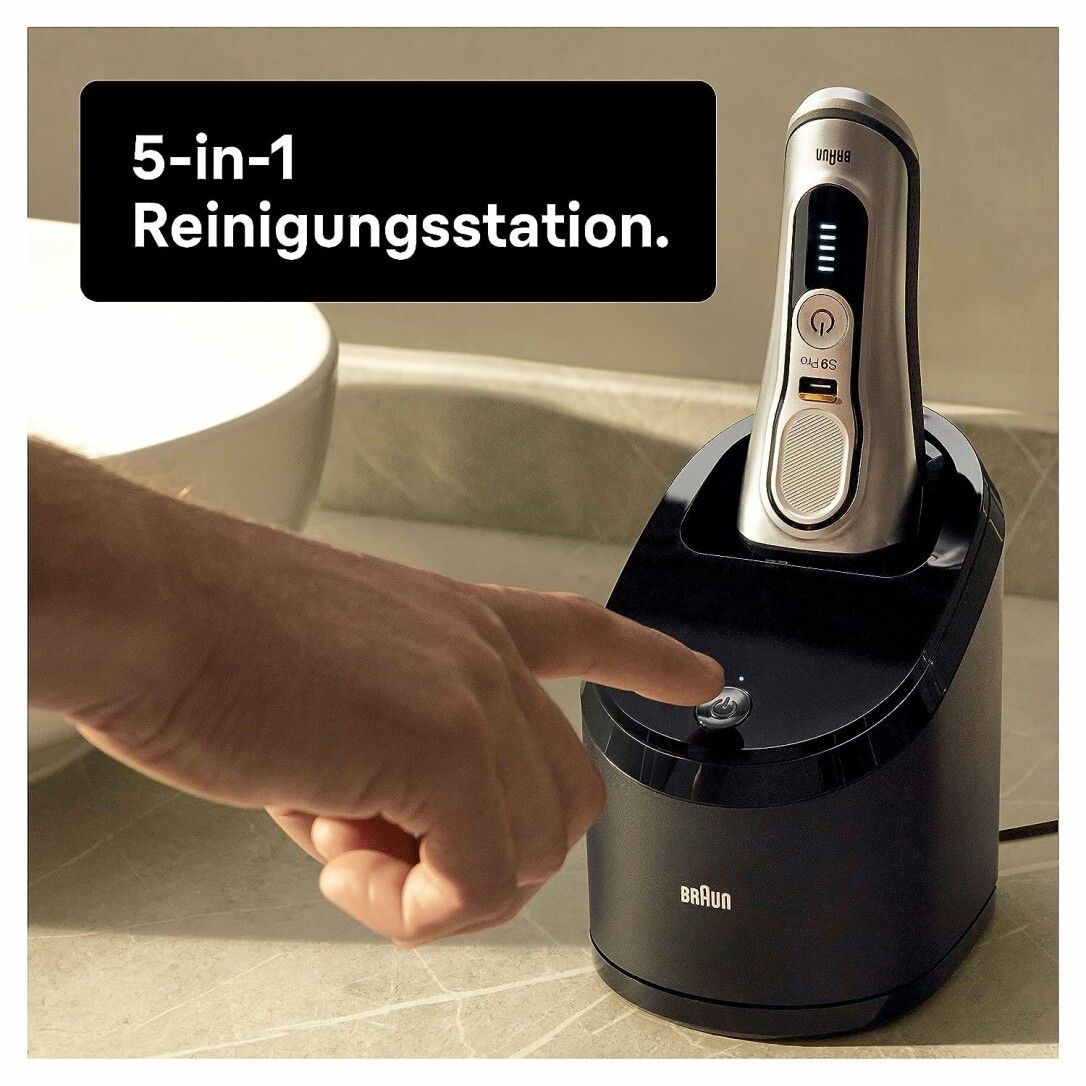Braun Series 9 Pro+ Reinigungs-System wet&dry Noble Metal Herrenrasierer Elektrorasierer