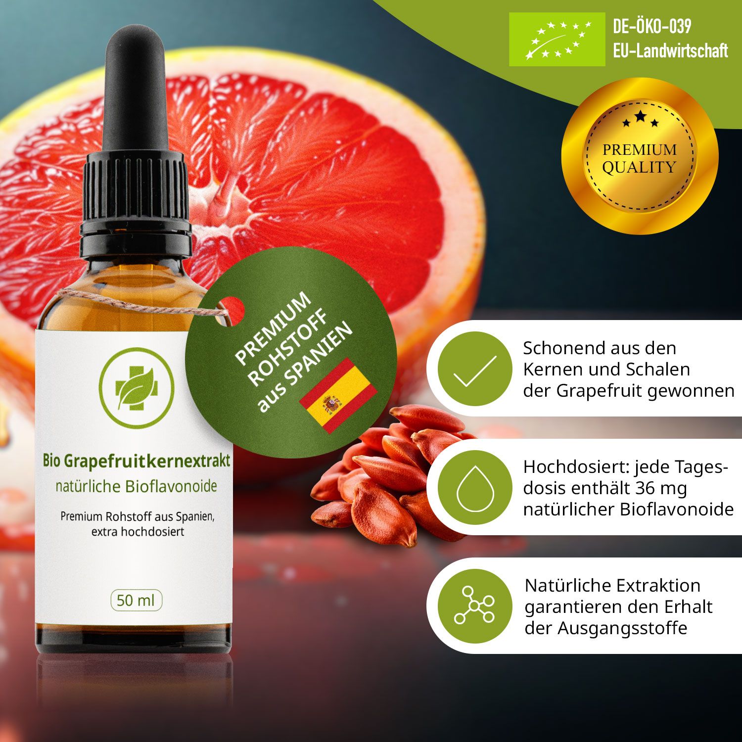 vitalundfitmit100® Bio Grapefruitkernextrakt Tropfen