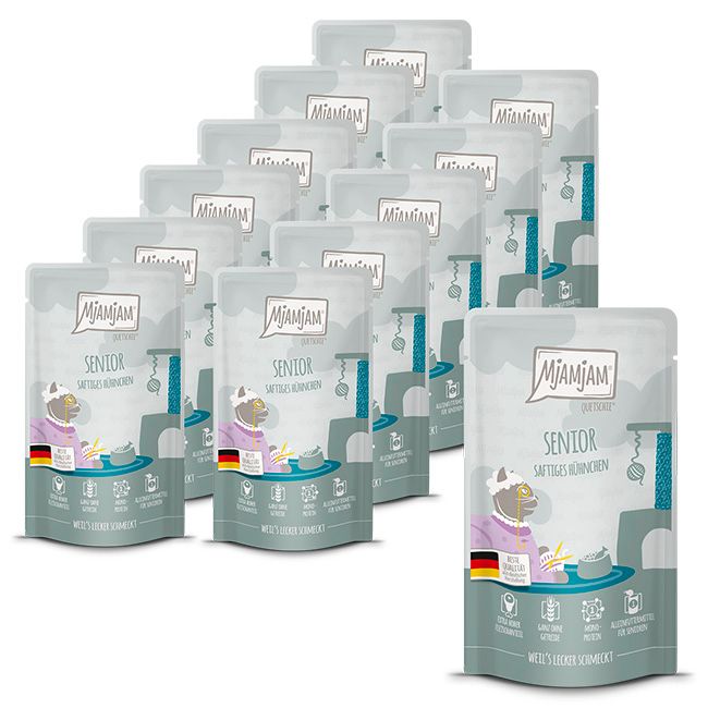 MjAMjAM - Quetschie Senior saftiges Hühnchen 12x125 g Futter