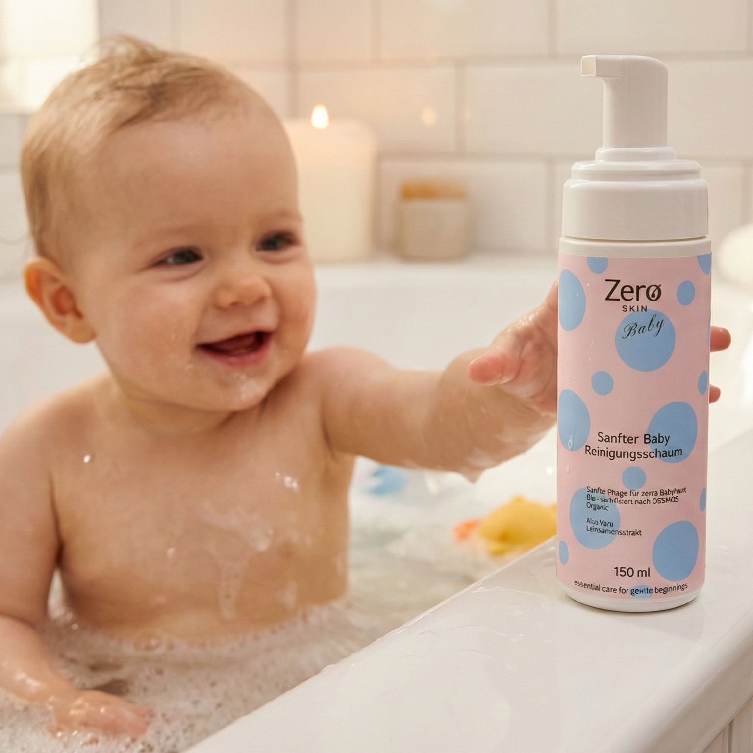 Zero Skin Sanfter Baby Reinigungsschaum, seifenfrei beruhigend für empfindliche Babyhaut