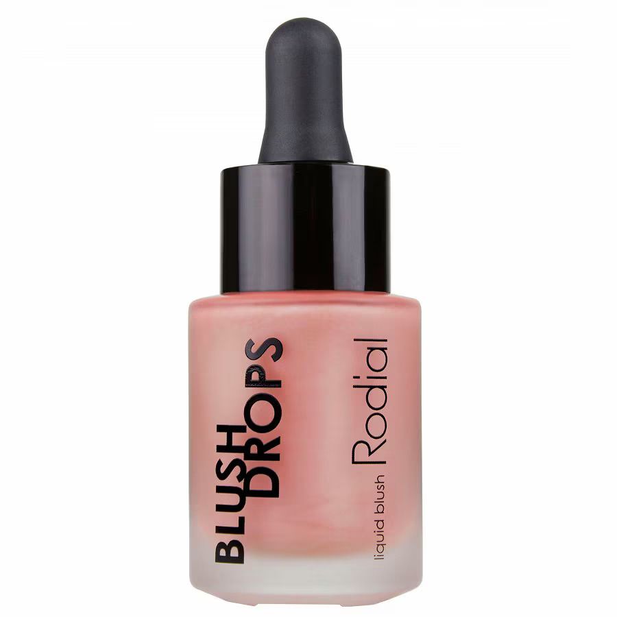 Blush Drops Flasche mit schwarzem Deckel und Pipette. Produktname und Marke sind auf der Flasche aufgedruckt.