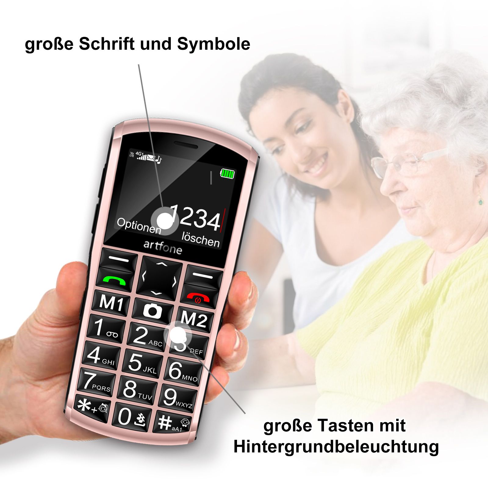 artfone Seniorenhandy A400 Dual Sim mit Notruftaste