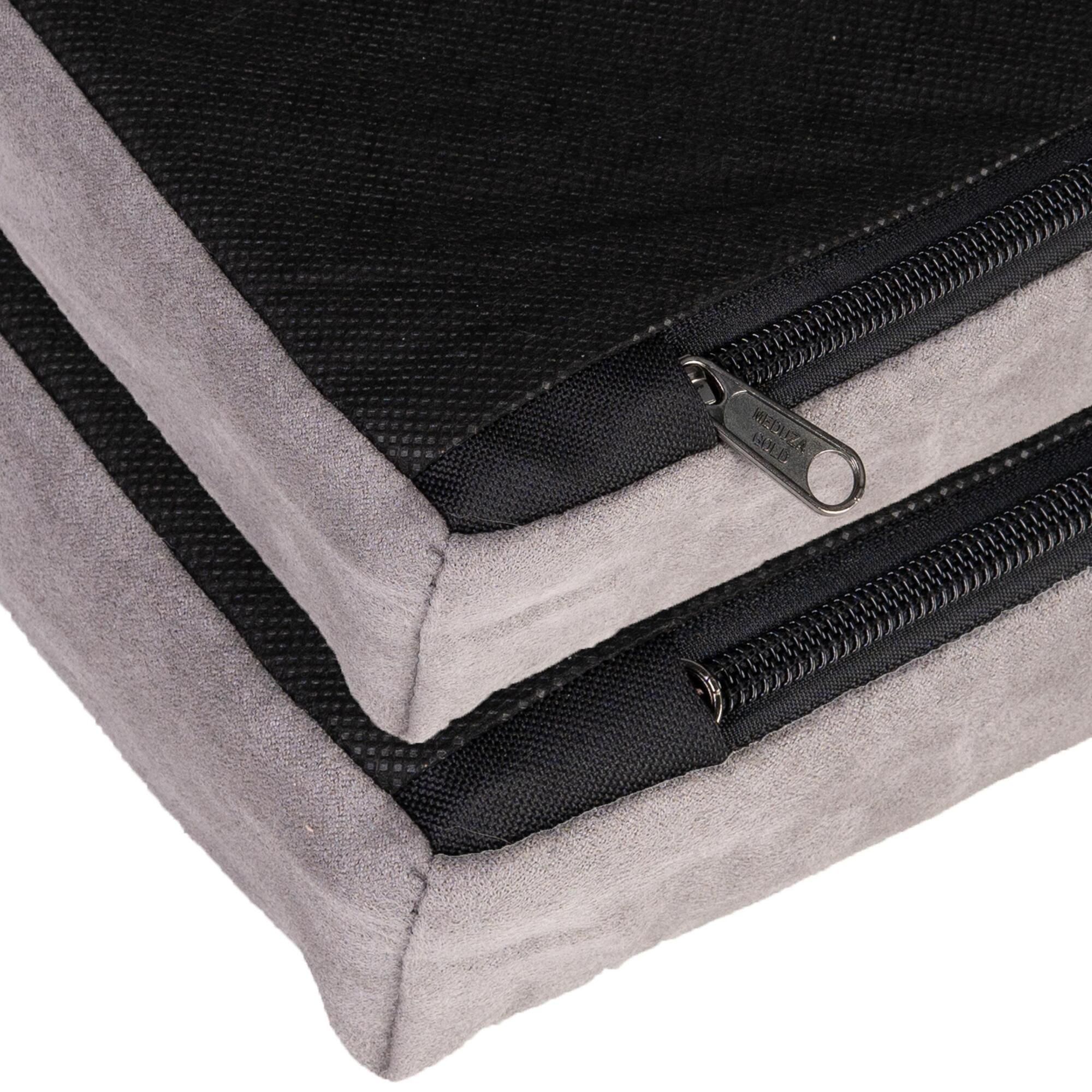 orthopädisches Hundebett "Louis", Velours Optik/Wildleder Imitat, Grau, Farbe 70 x 55