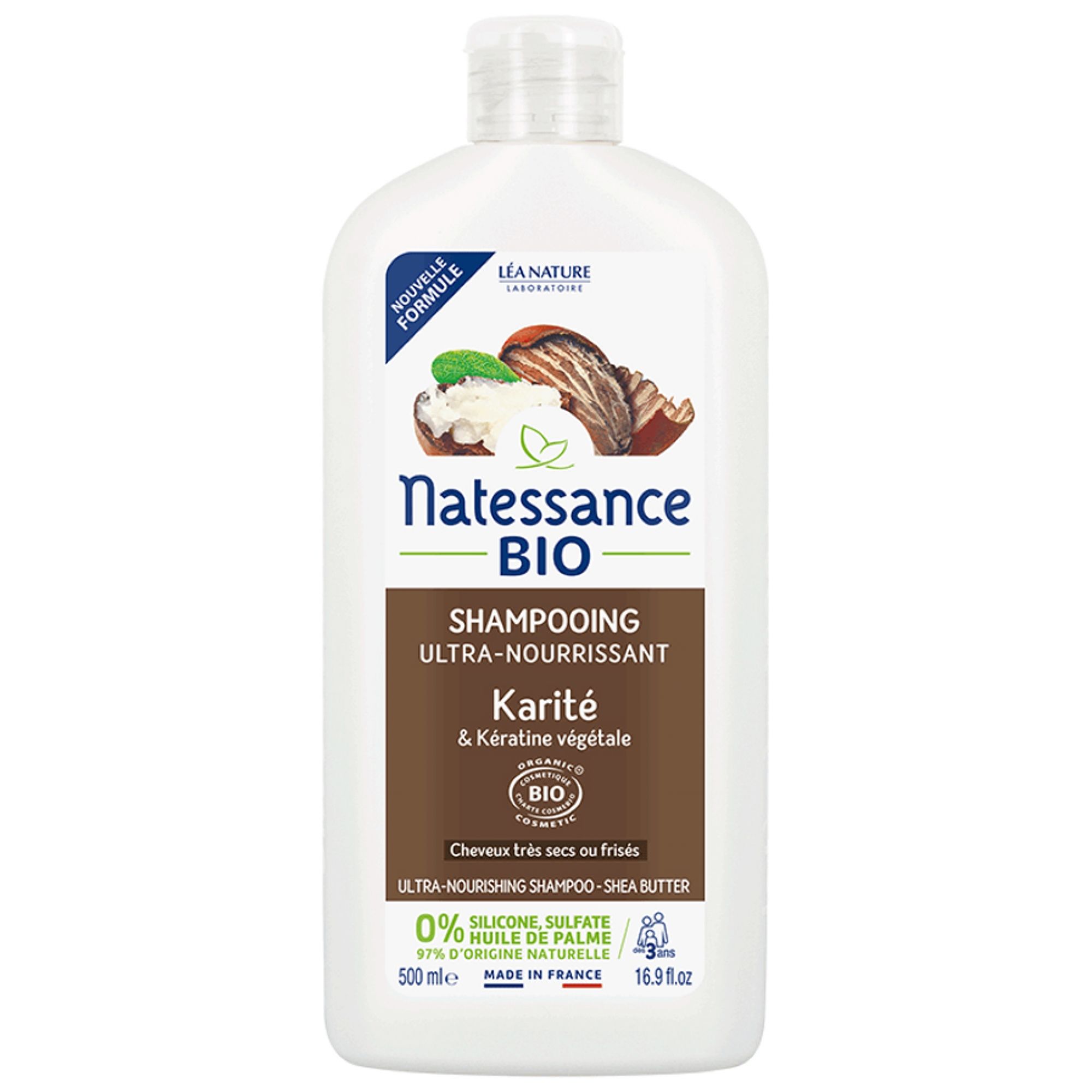 Natessance Ultra-Pflege-Shampoo Bio-Sheabutter und Pflanzliches Keratin 9x4x21,5 cm