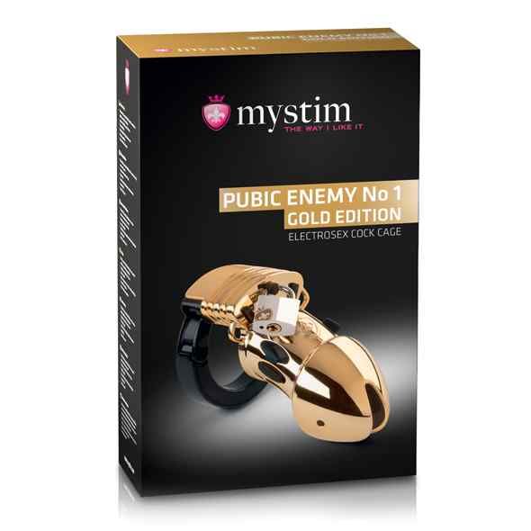 Mystim Pubic Enemy No 1 Cock Cage Gold Edition
