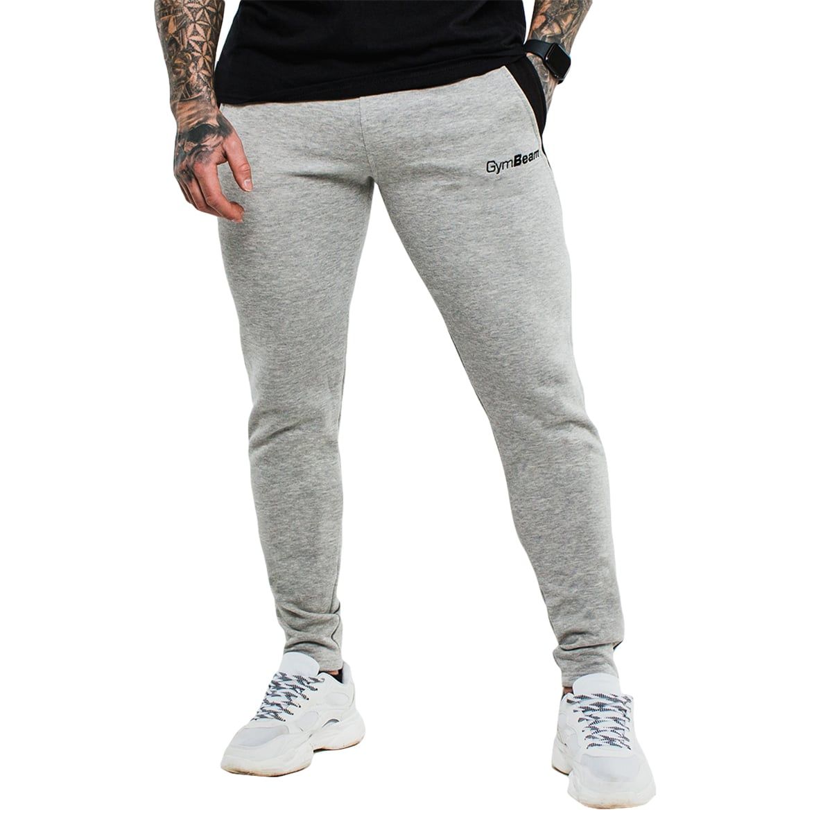 GymBeam Jogginghose Herren slim mit Kordelzug und Taschen in Grau 1 St