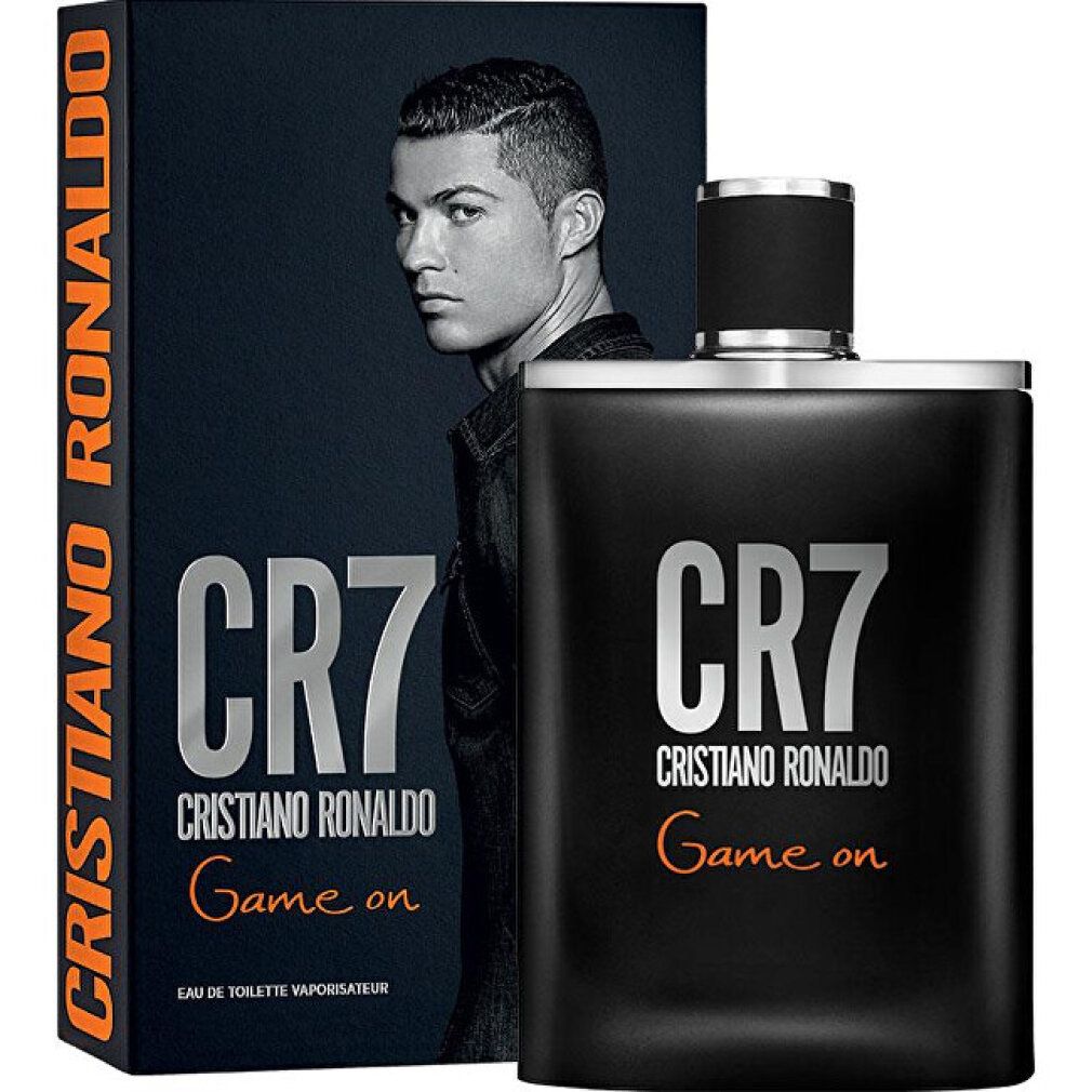 CR7 Game On Eau de Toilette Spray. Flasche und Verpackung. Aufschrift CR7 und Game On. 100ml.