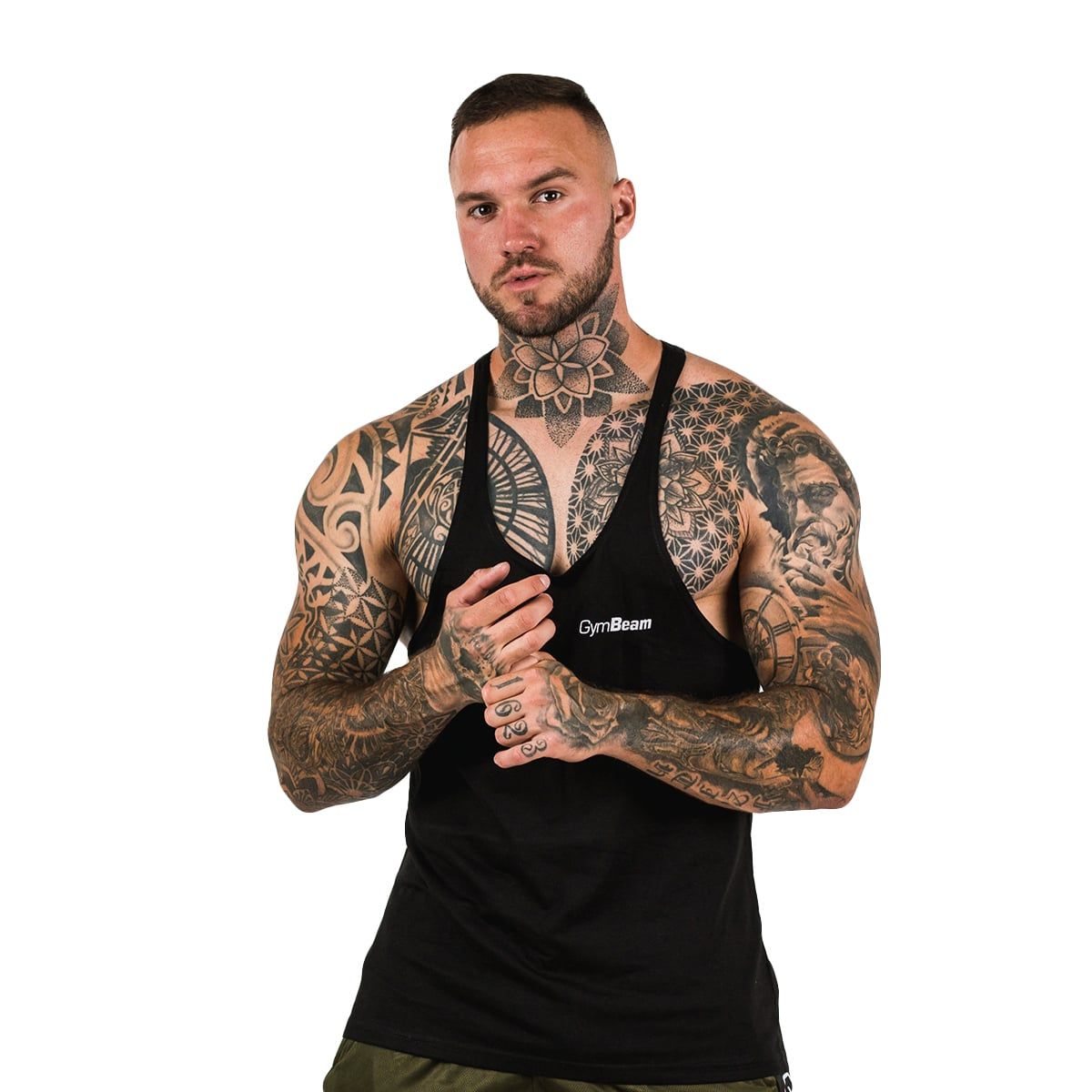 GymBeam Tanktop Herren Stringer Regular Fit aus Baumwolle und Polyester in Schwarz 1 St