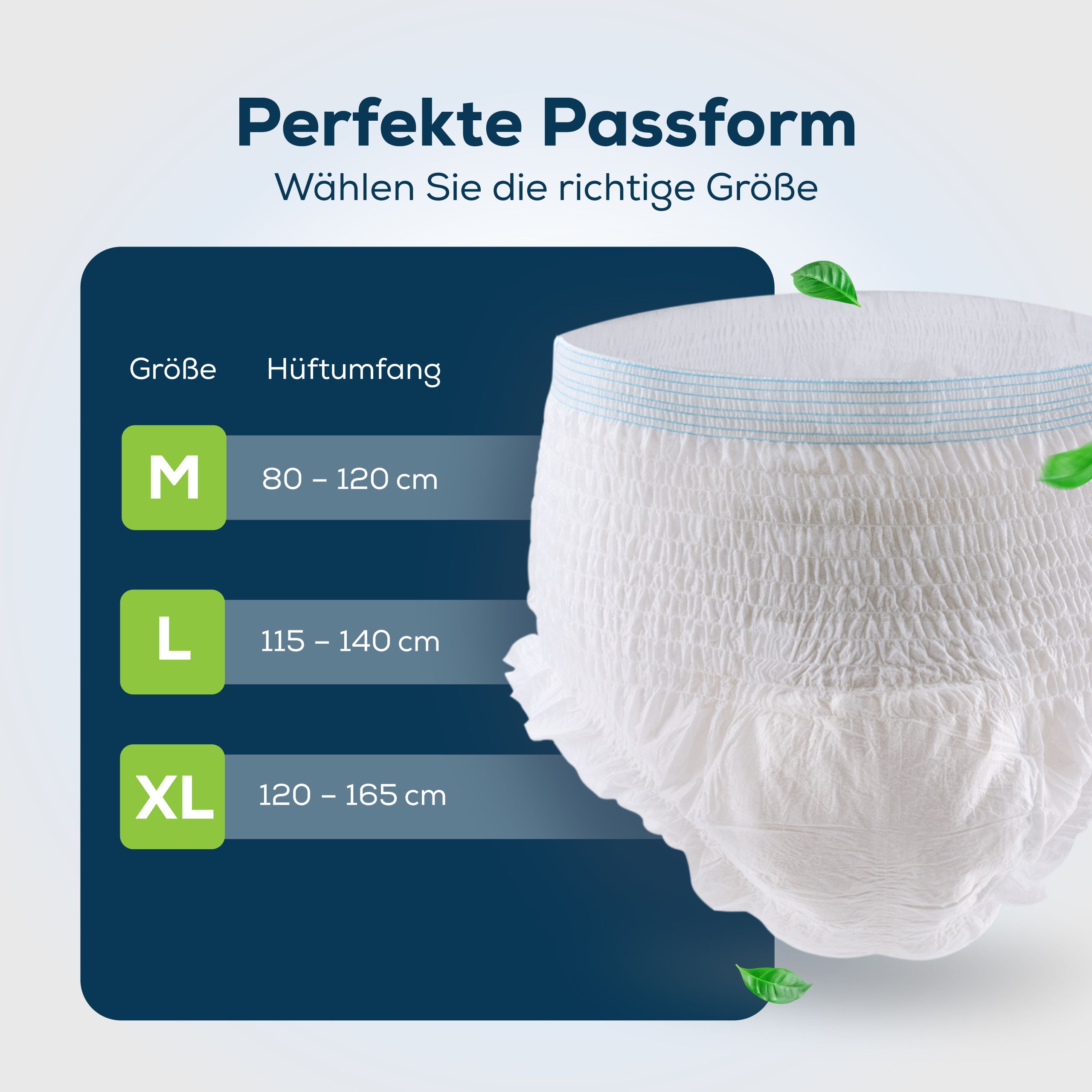 Inkontinenzhose. Größen M, L, XL. Hüftumfang: 80-165 cm. Perfekte Passform.