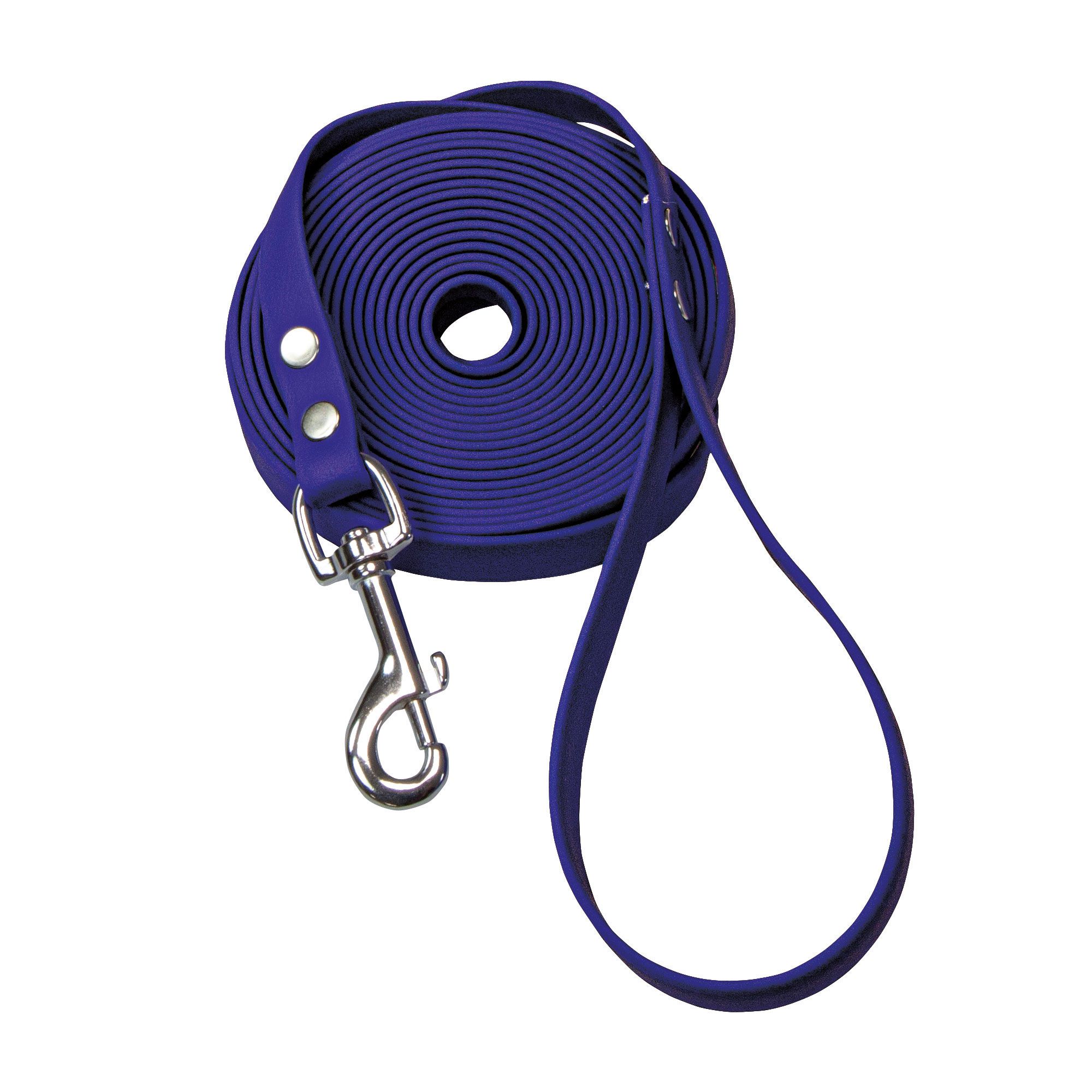 Schecker Blau Biothane® Schleppleine mit Handschlaufe, 10 m / 19 mm extrem widerstandsfähig