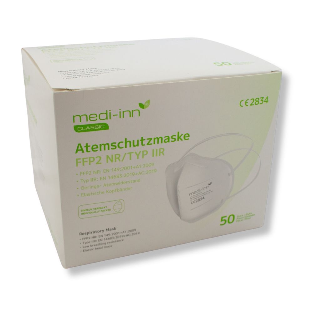 Medi-Inn Atemschutzmasken FFP2 NR, Typ IIR, 3-lagig, weiß