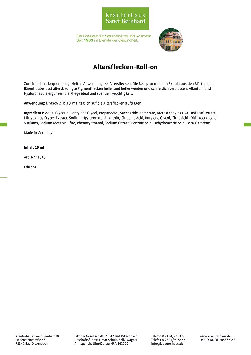 Sanct Bernhard Altersflecken-Roll-on