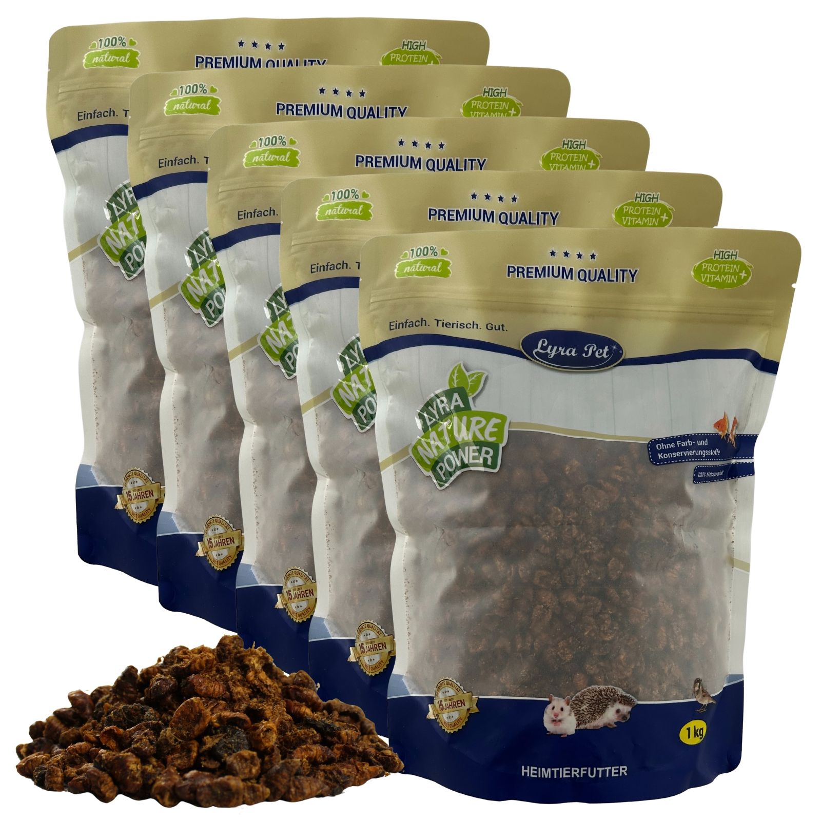 Sechs Packungen Lyra Pet Nature Power Heimtierfutter, 1 kg.