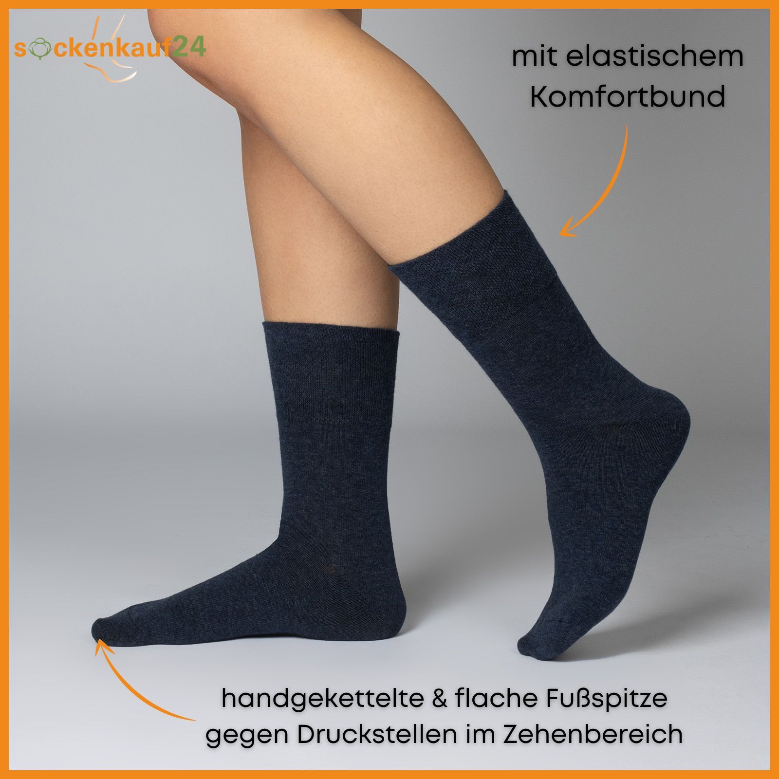Diabetiker Socken ohne Gummi & ohne Naht aus 97% Baumwolle für Damen und Herren