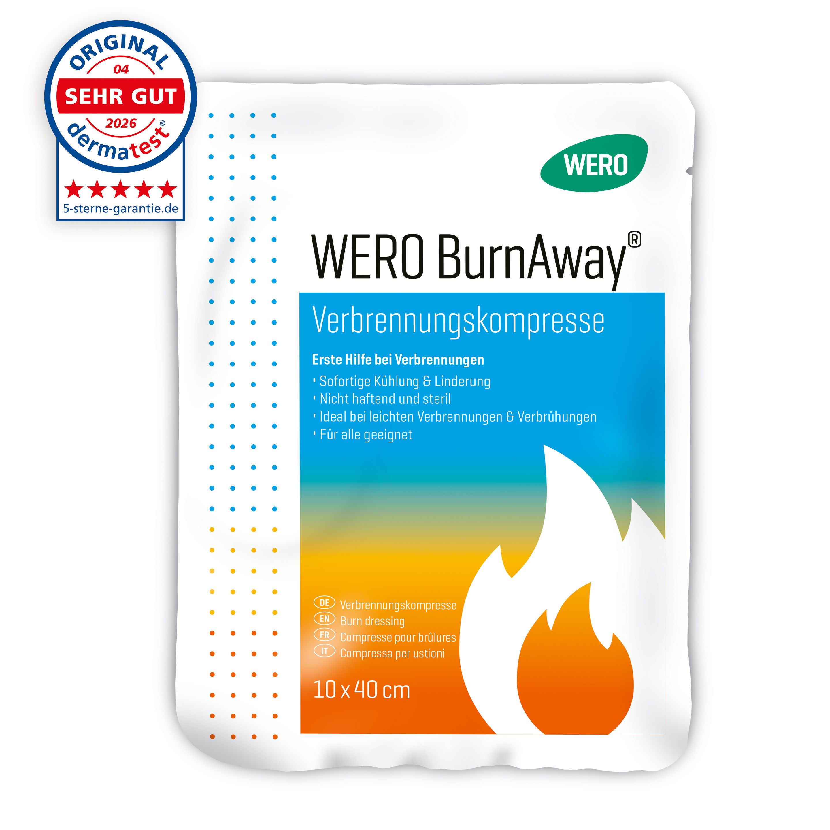 WERO BurnAway Verbrennungskompresse 10 x 40 cm