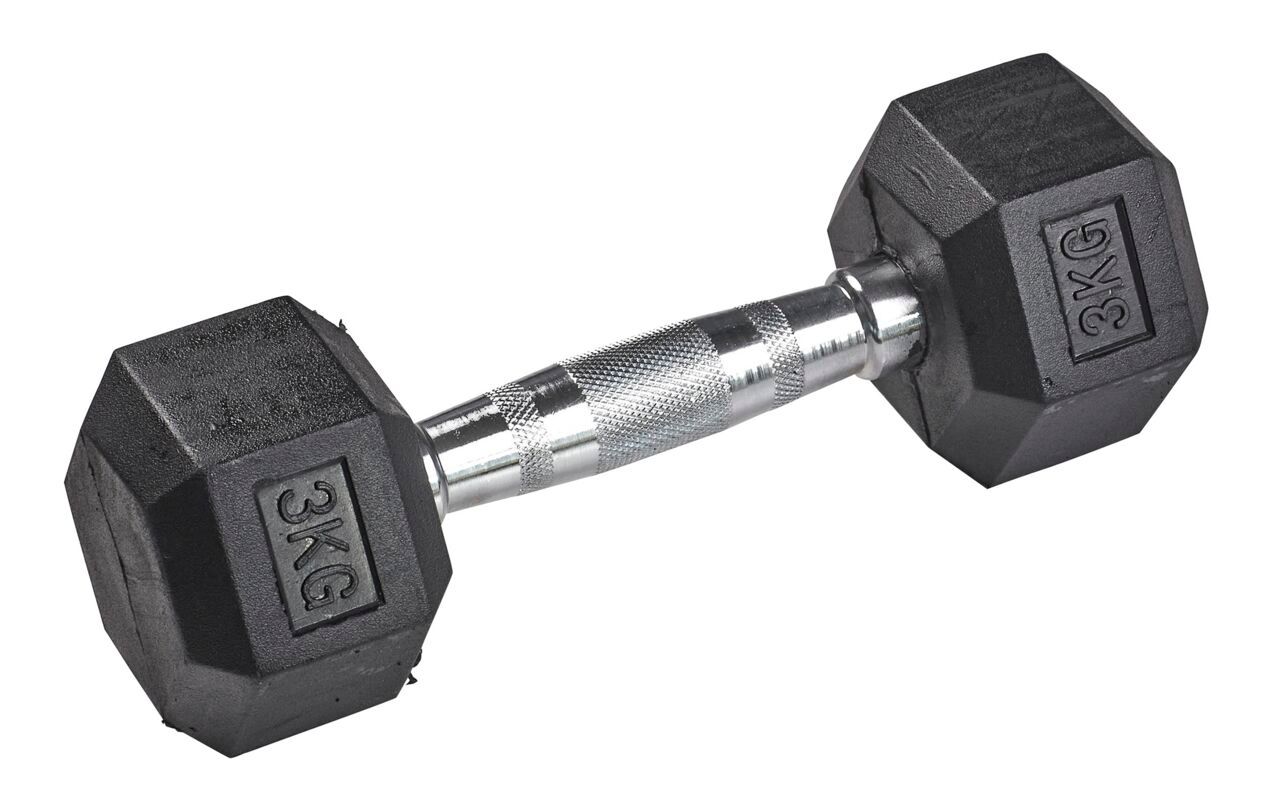 tanga sports® Gummi-Kurzhantel HEX, 3 kg