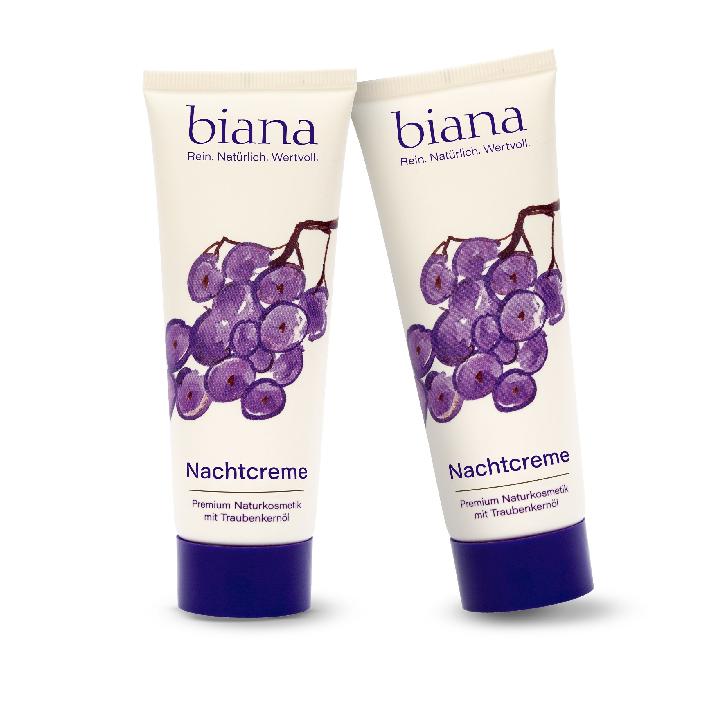 biana Nachtcreme – Premium Naturkosmetik mit Traubenkernöl 2x75 ml Creme